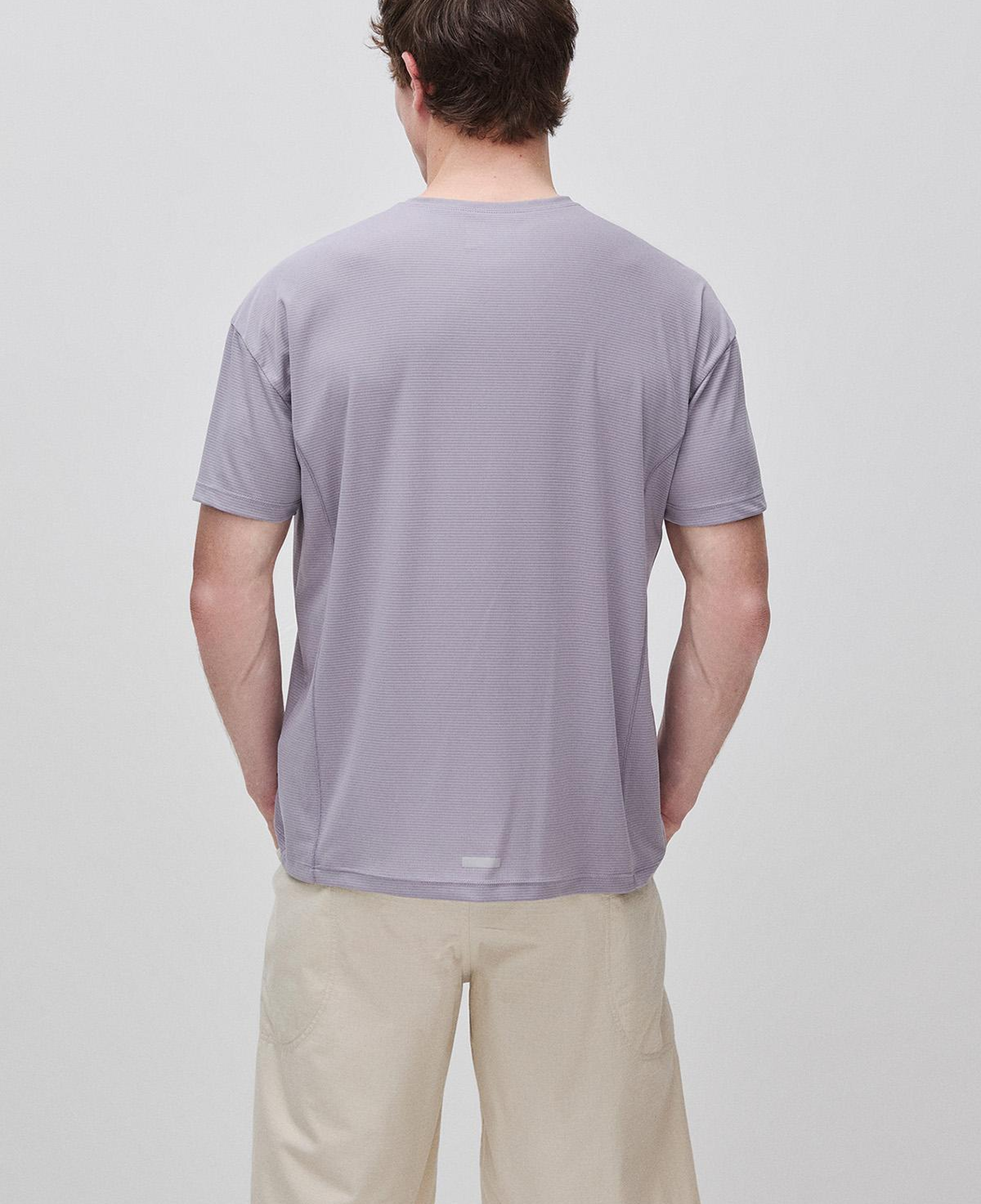 Erkek Gri  Reflektif Baskılı Logolu Bisiklet Yaka T-Shirt