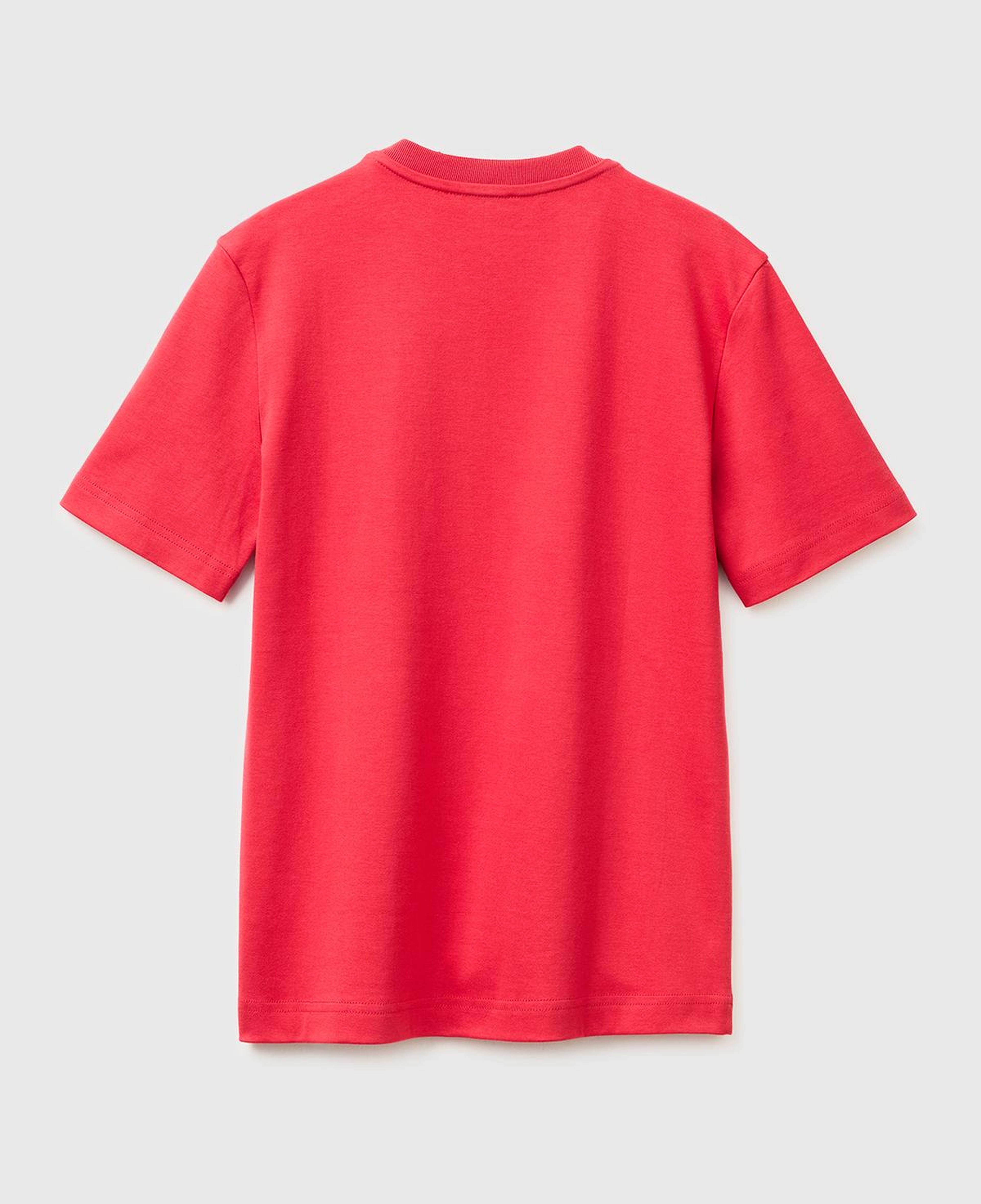 Kadın Kırmızı %100 Pamuk Etek Ucu Logo Detaylı Bisiklet Yaka T-Shirt
