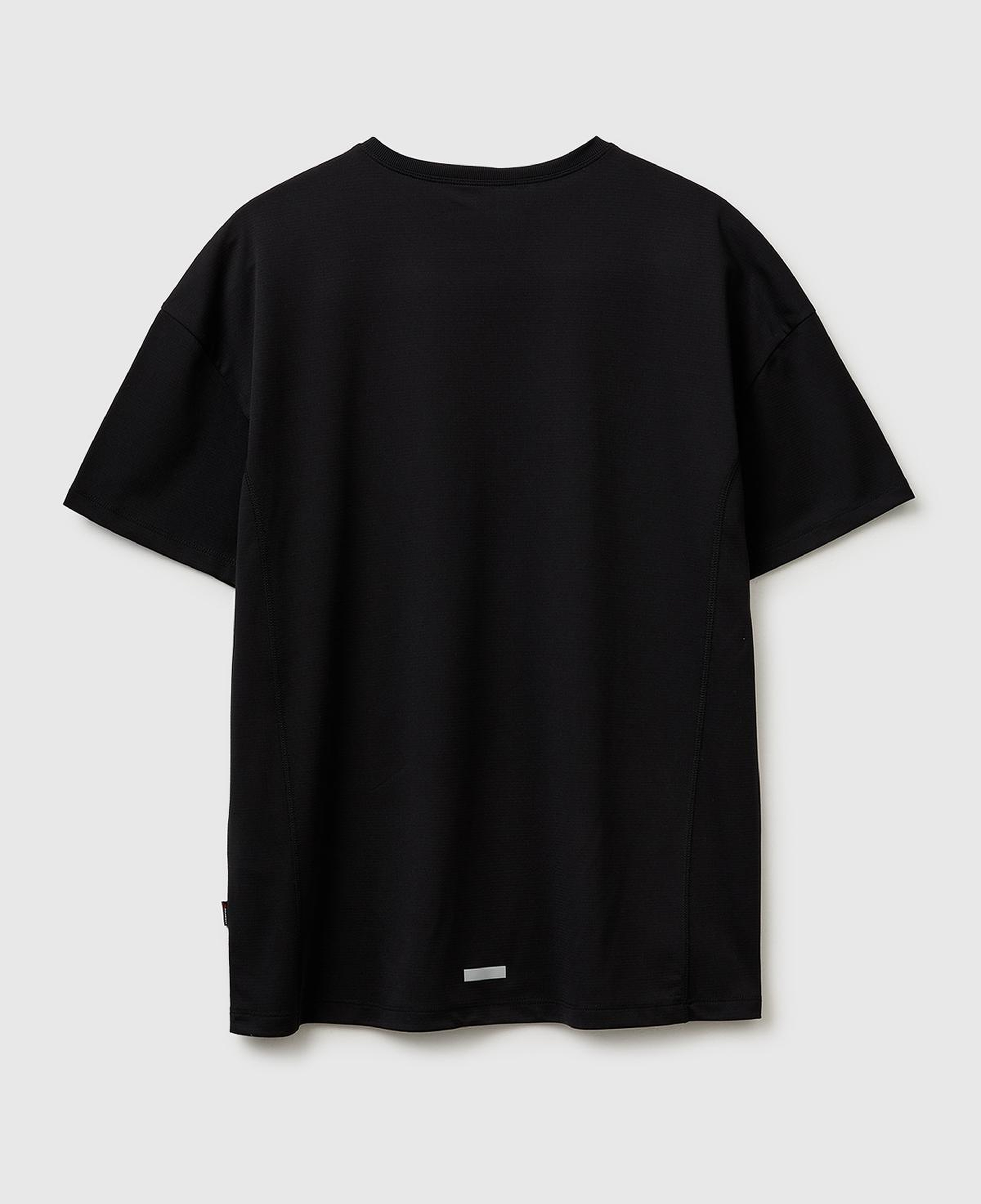 Erkek Siyah  Reflektif Baskılı Logolu Bisiklet Yaka T-Shirt