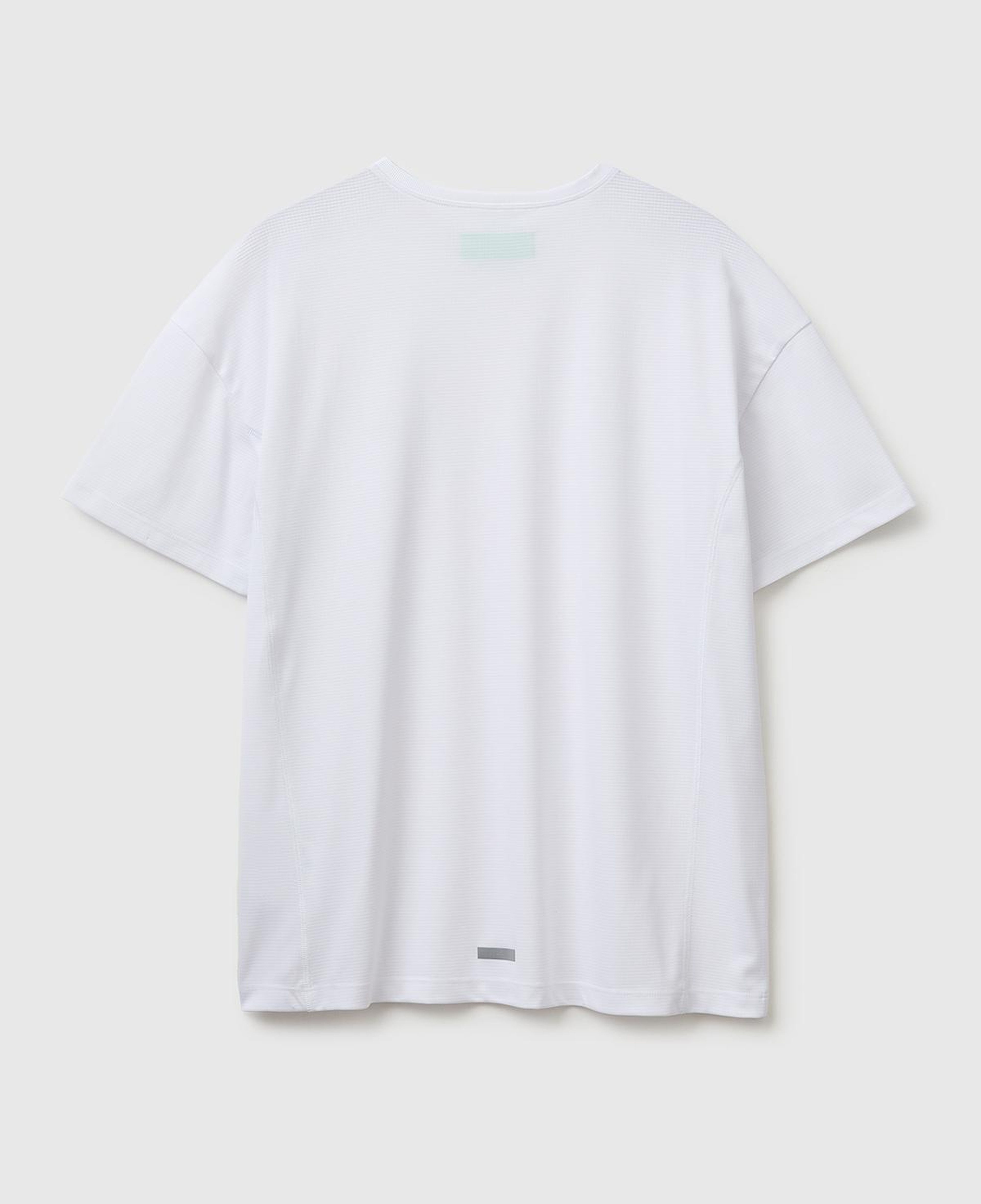 Erkek Beyaz  Reflektif Baskılı Logolu Bisiklet Yaka T-Shirt