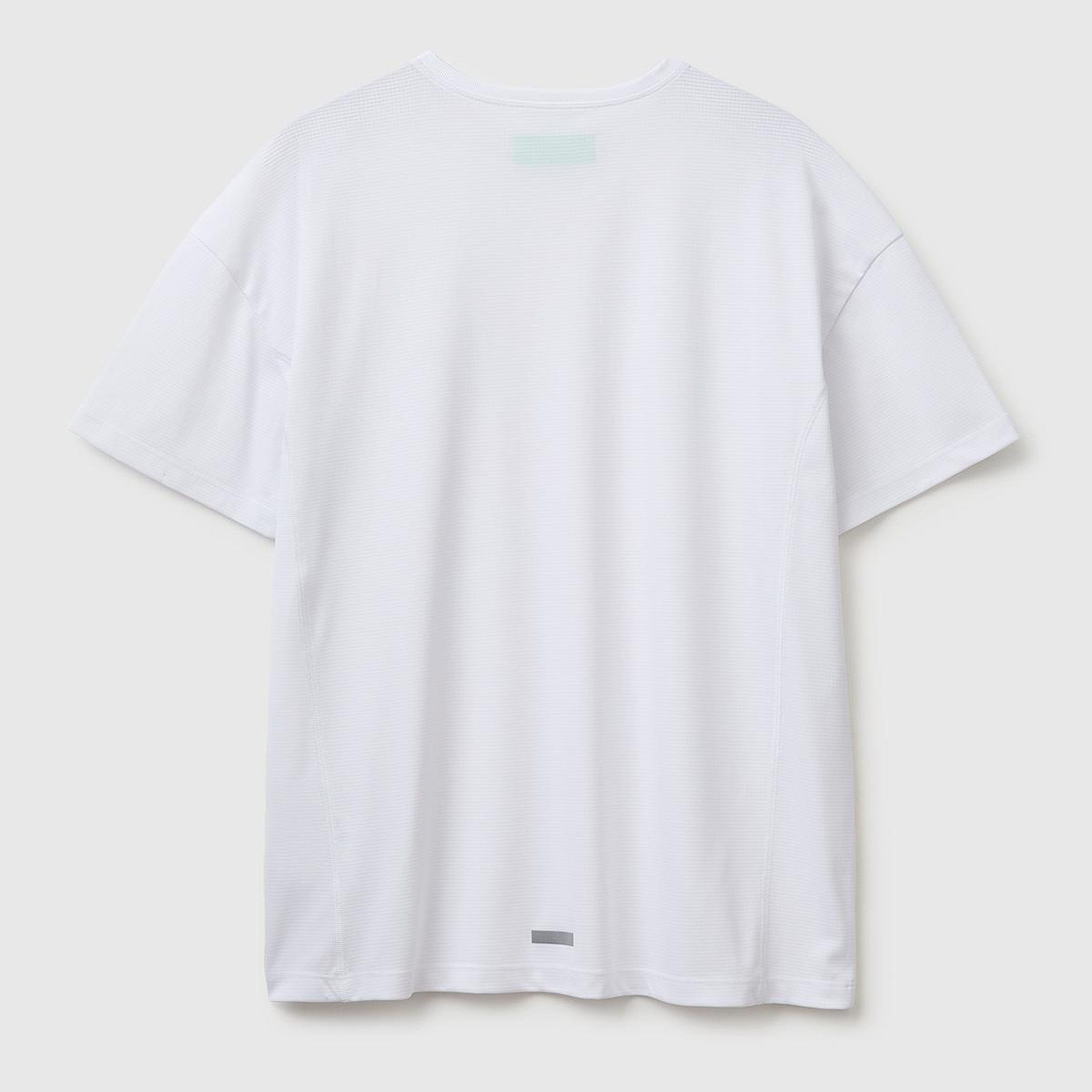 Erkek Beyaz  Reflektif Baskılı Logolu Bisiklet Yaka T-Shirt
