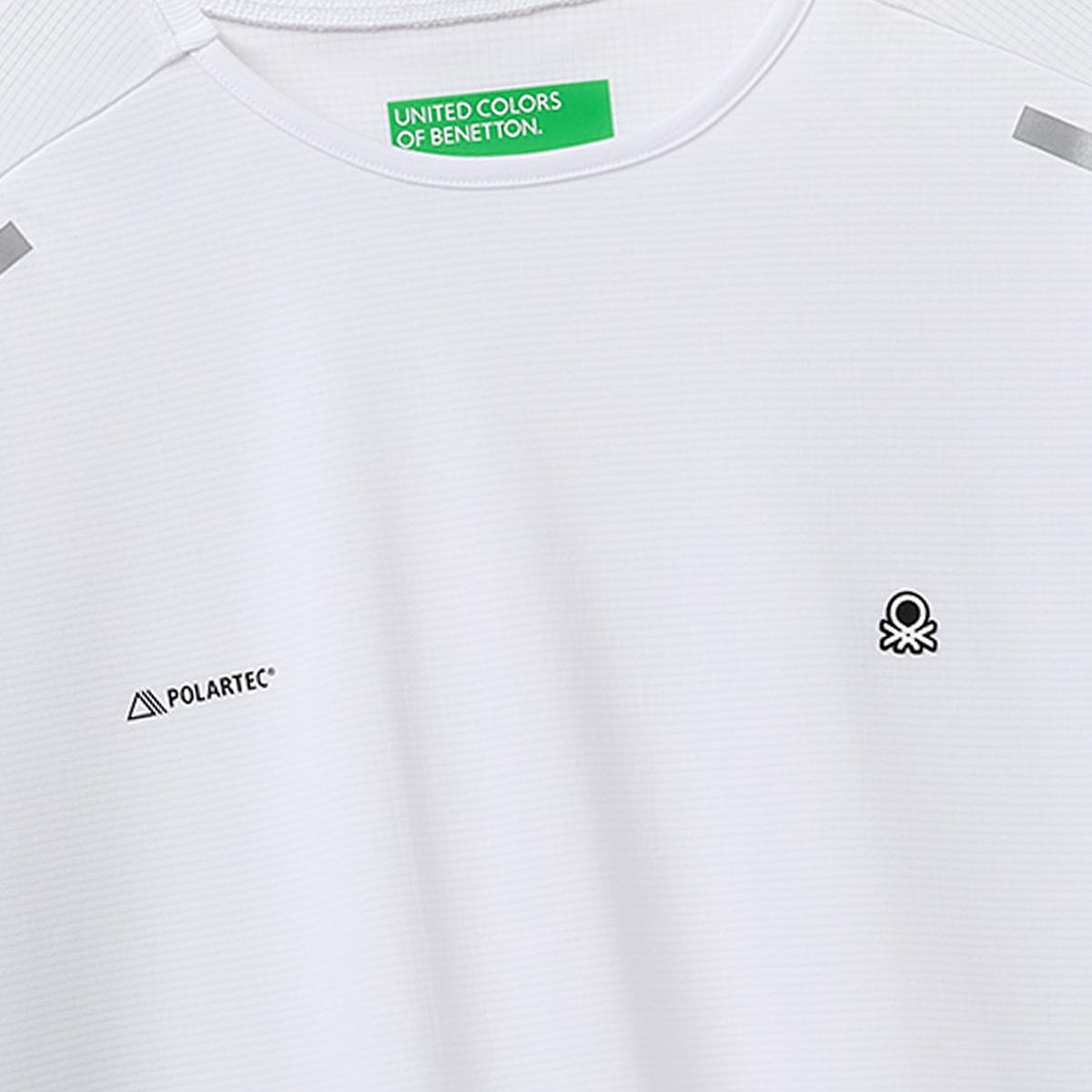 Erkek Beyaz  Reflektif Baskılı Logolu Bisiklet Yaka T-Shirt