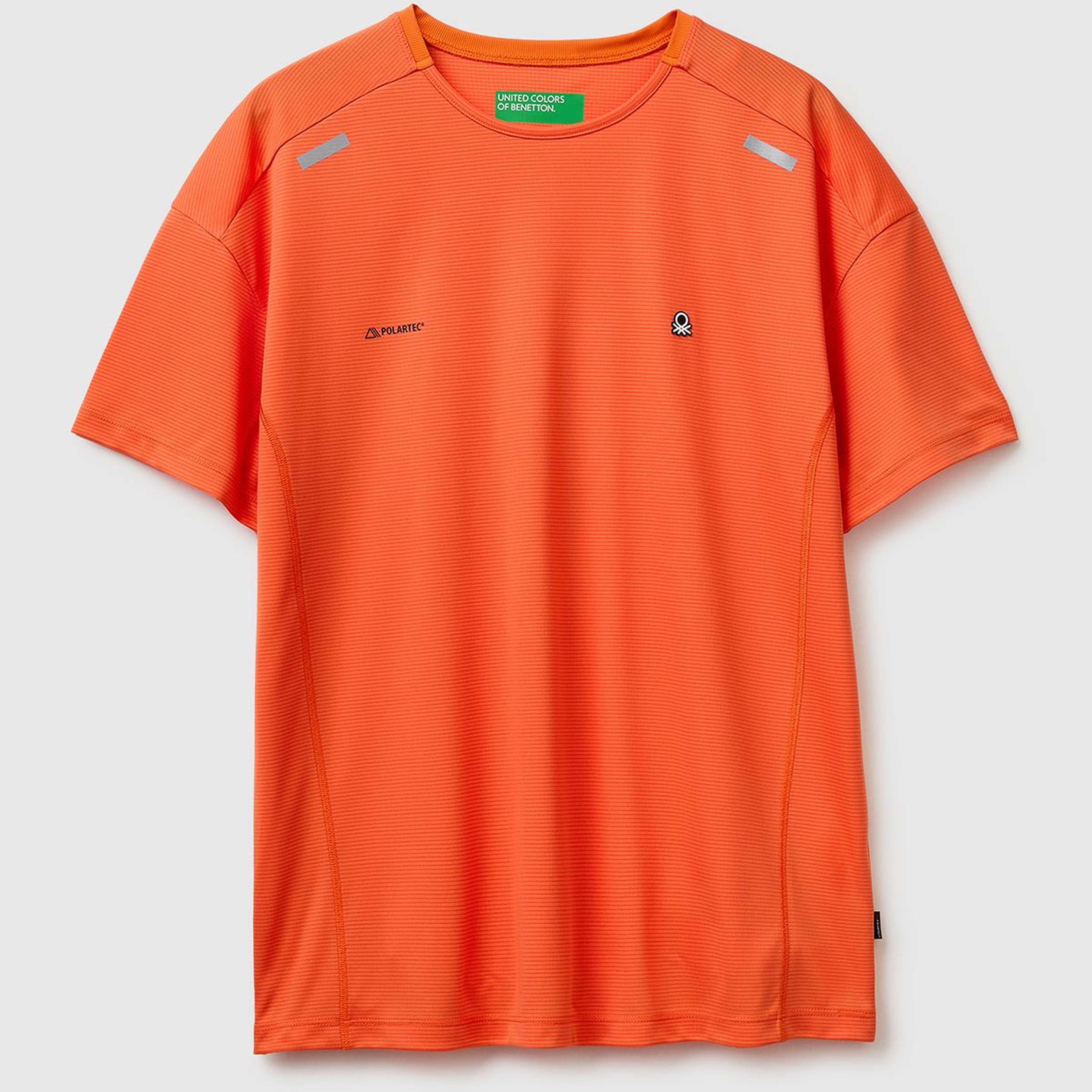 Erkek Turuncu  Reflektif Baskılı Logolu Bisiklet Yaka T-Shirt