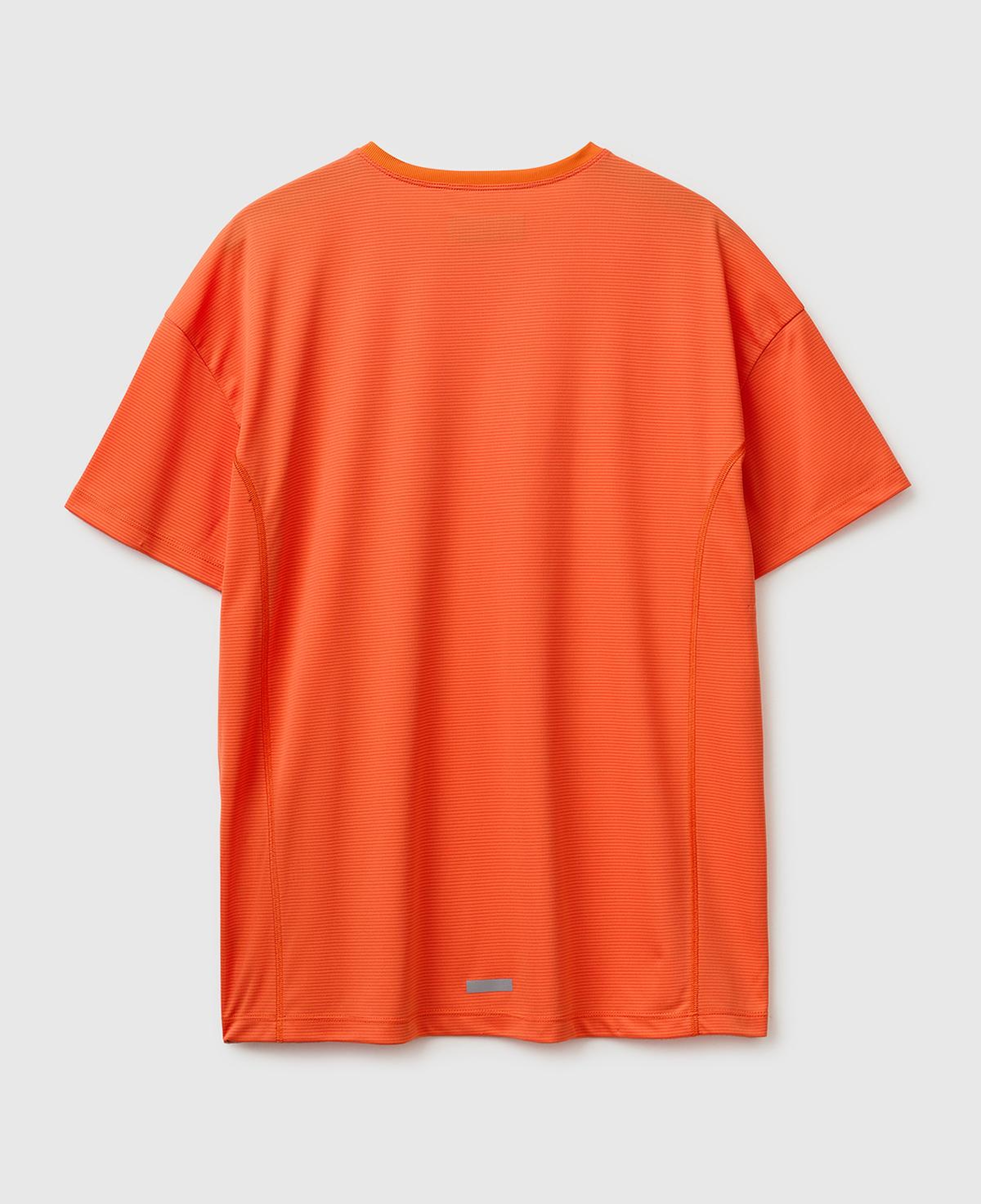 Erkek Turuncu Reflektif Baskılı Logolu Bisiklet Yaka T-Shirt