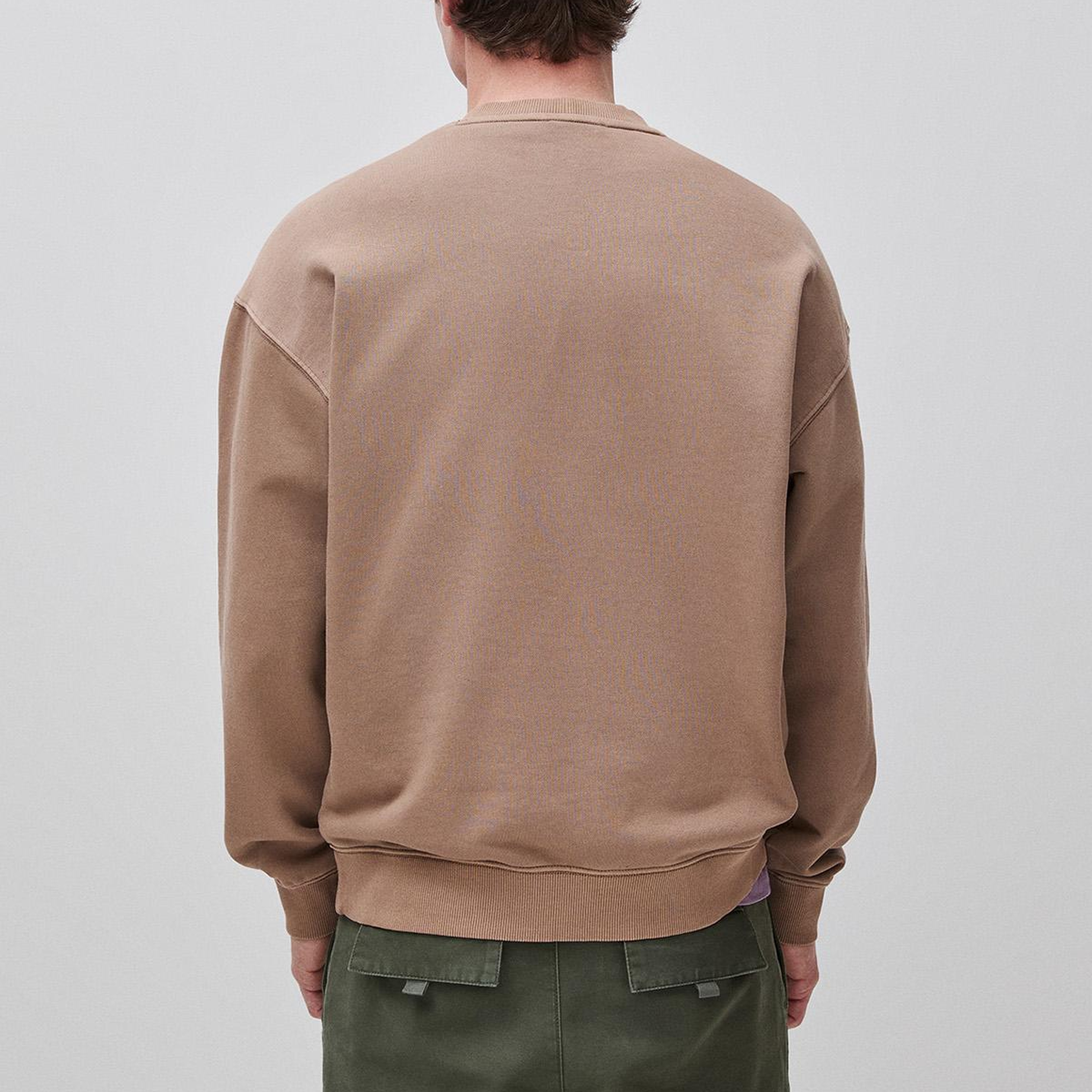 Erkek Taba  Pamuk Karışımlı Logo Detaylı Yuvarlak Yaka Sweatshirt