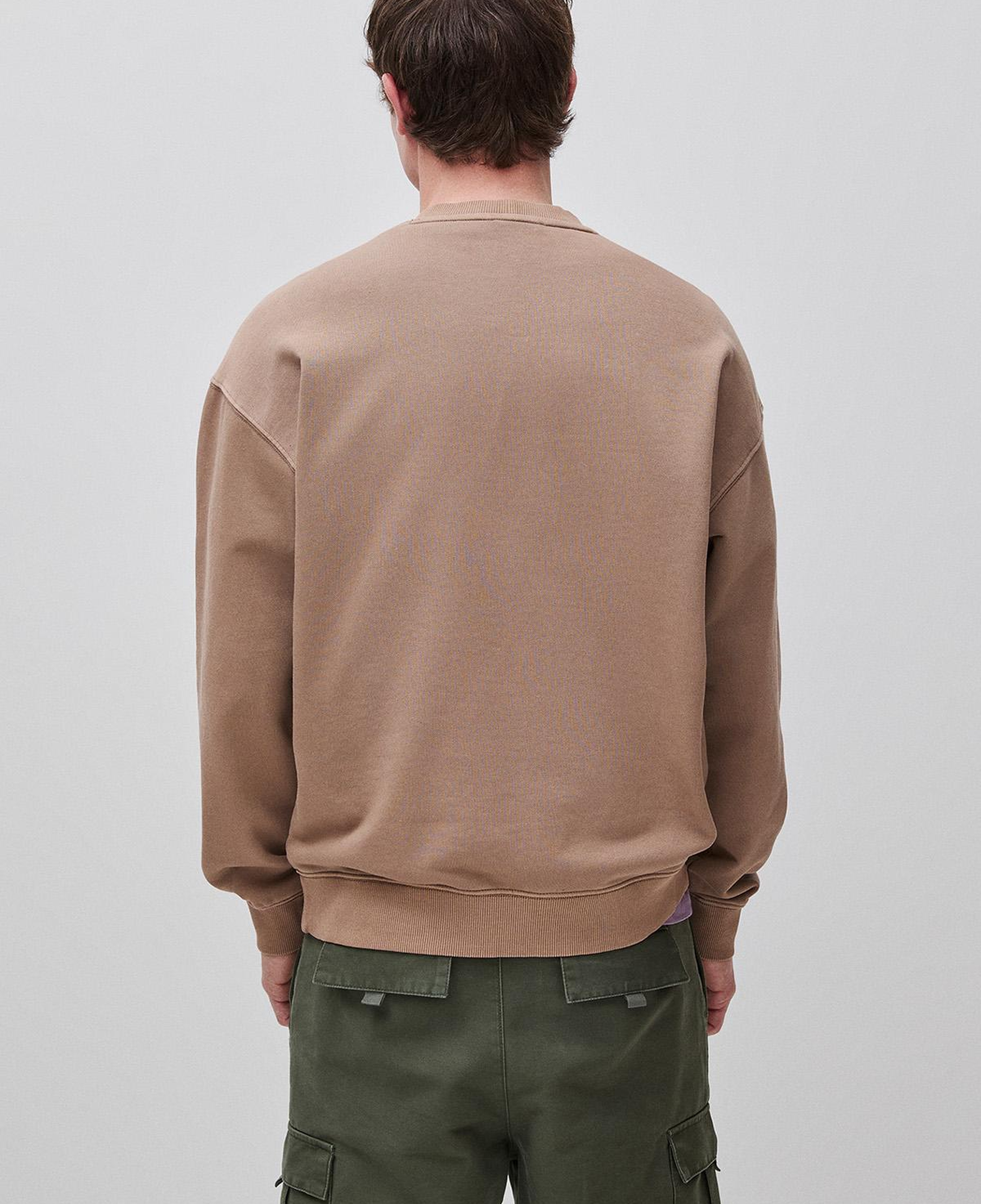 Erkek Taba Pamuk Karışımlı Logo Detaylı Yuvarlak Yaka Sweatshirt