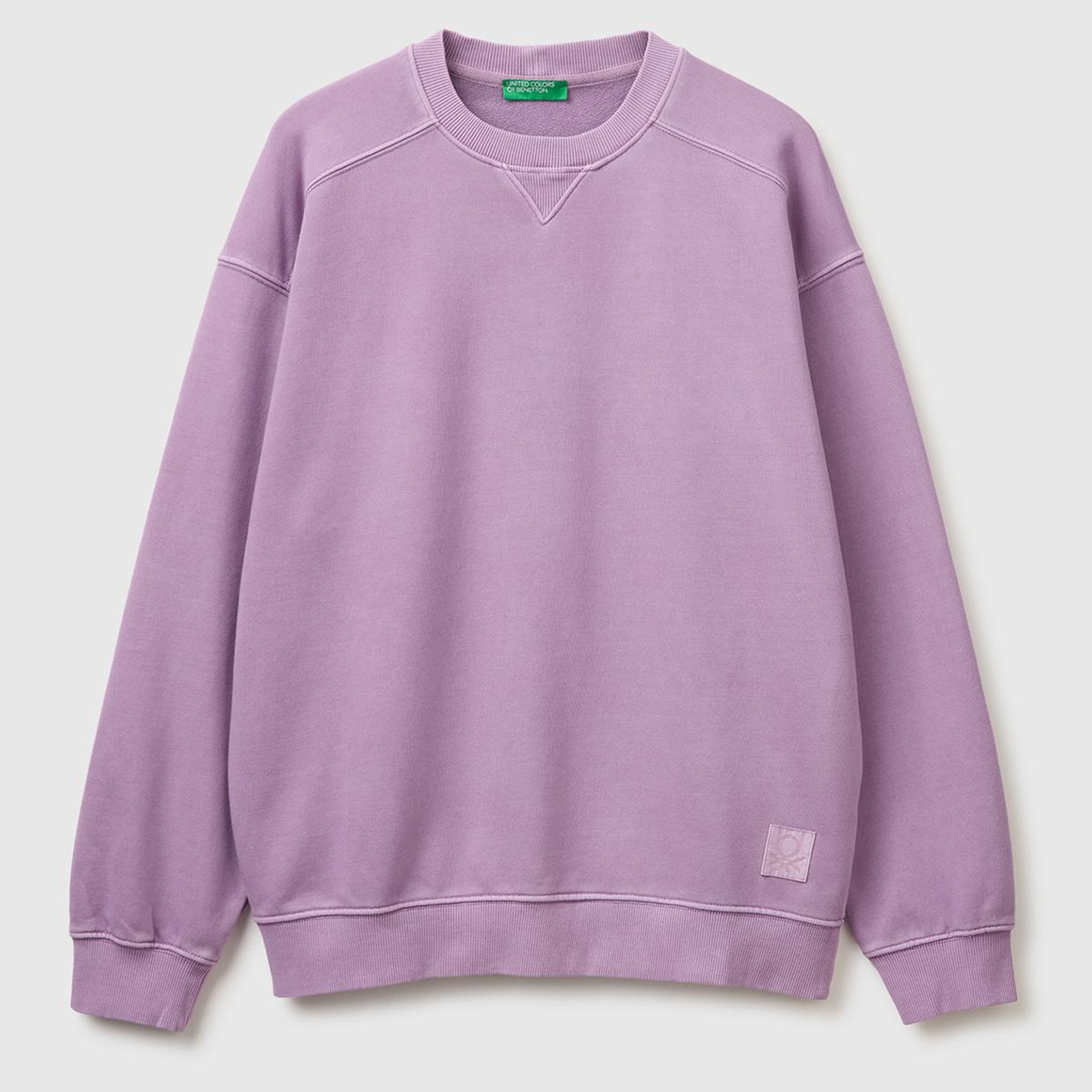 Erkek Mor  Pamuk Karışımlı Logo Detaylı Yuvarlak Yaka Sweatshirt