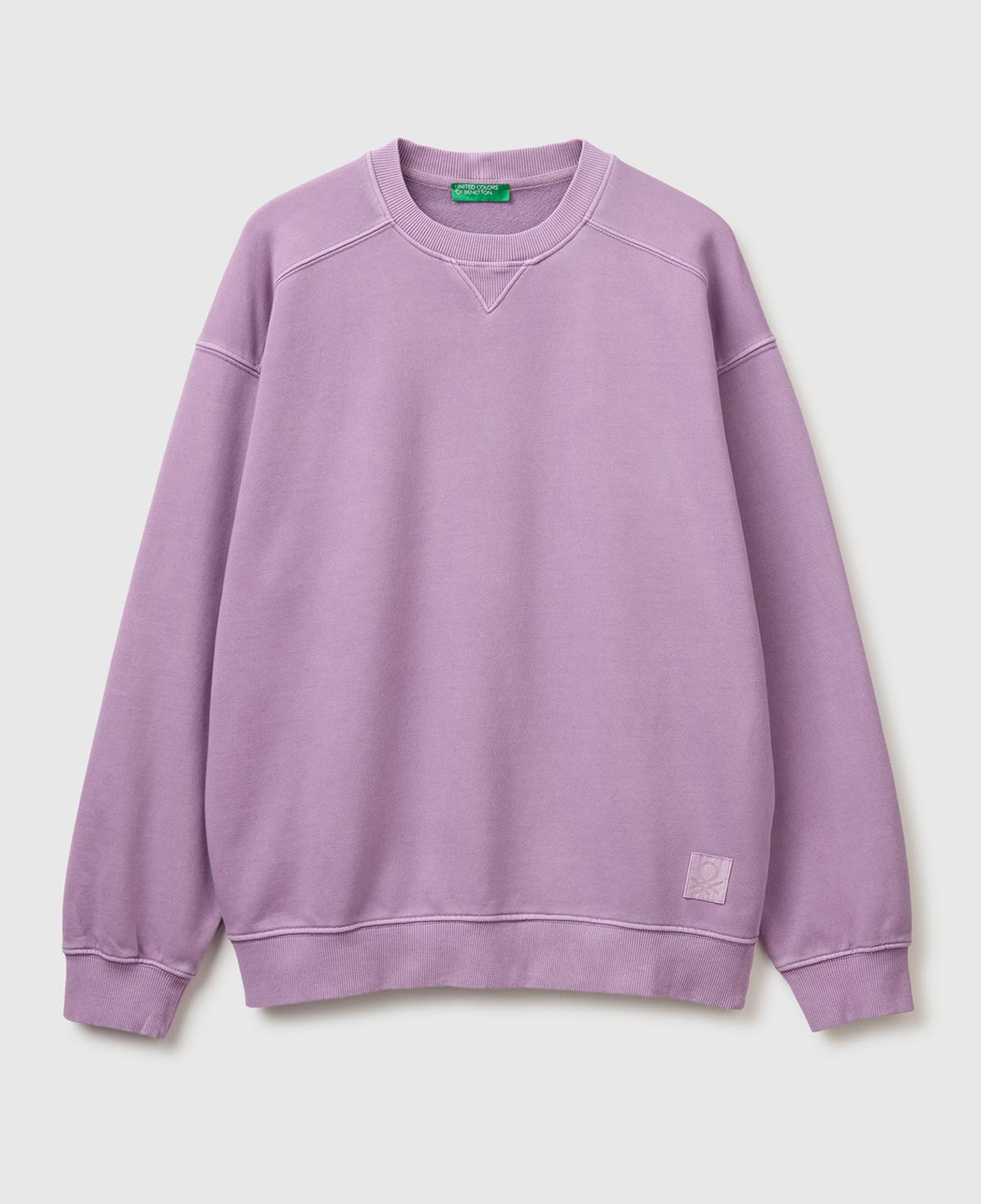 Erkek Mor Pamuk Karışımlı Logo Detaylı Yuvarlak Yaka Sweatshirt
