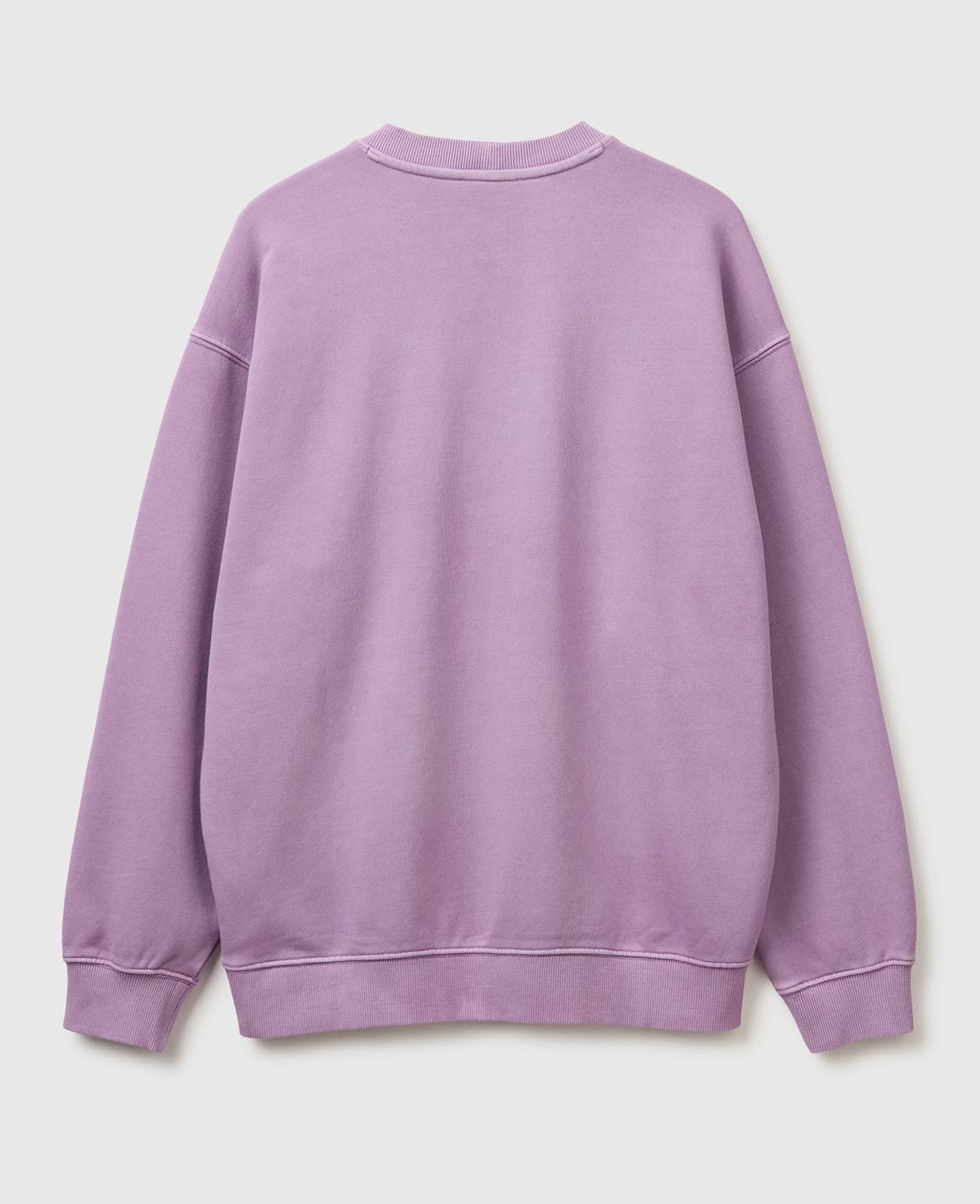 Erkek Mor Pamuk Karışımlı Logo Detaylı Yuvarlak Yaka Sweatshirt