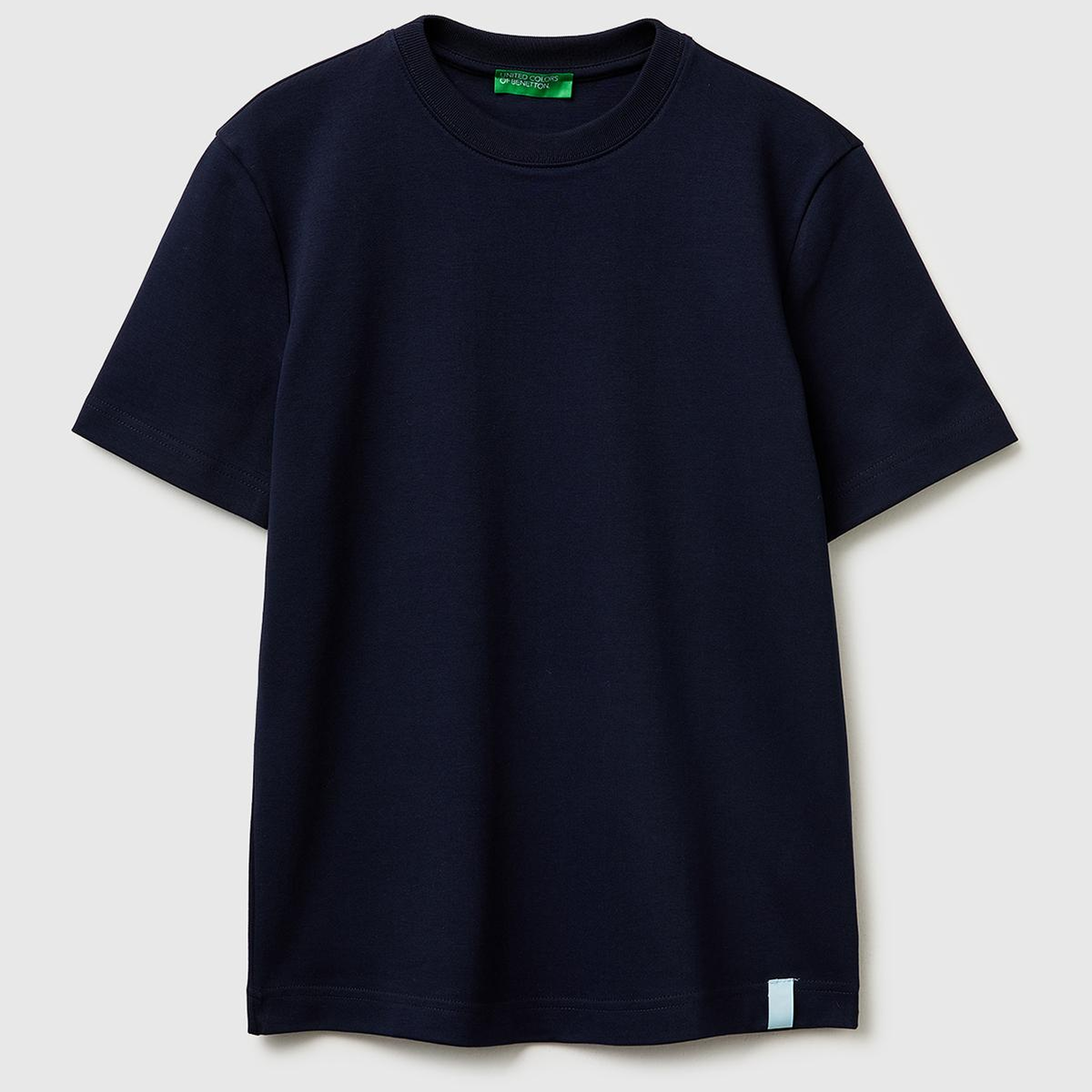 Kadın Lacivert %100 Pamuk Etek Ucu Logo Detaylı Bisiklet Yaka T-Shirt