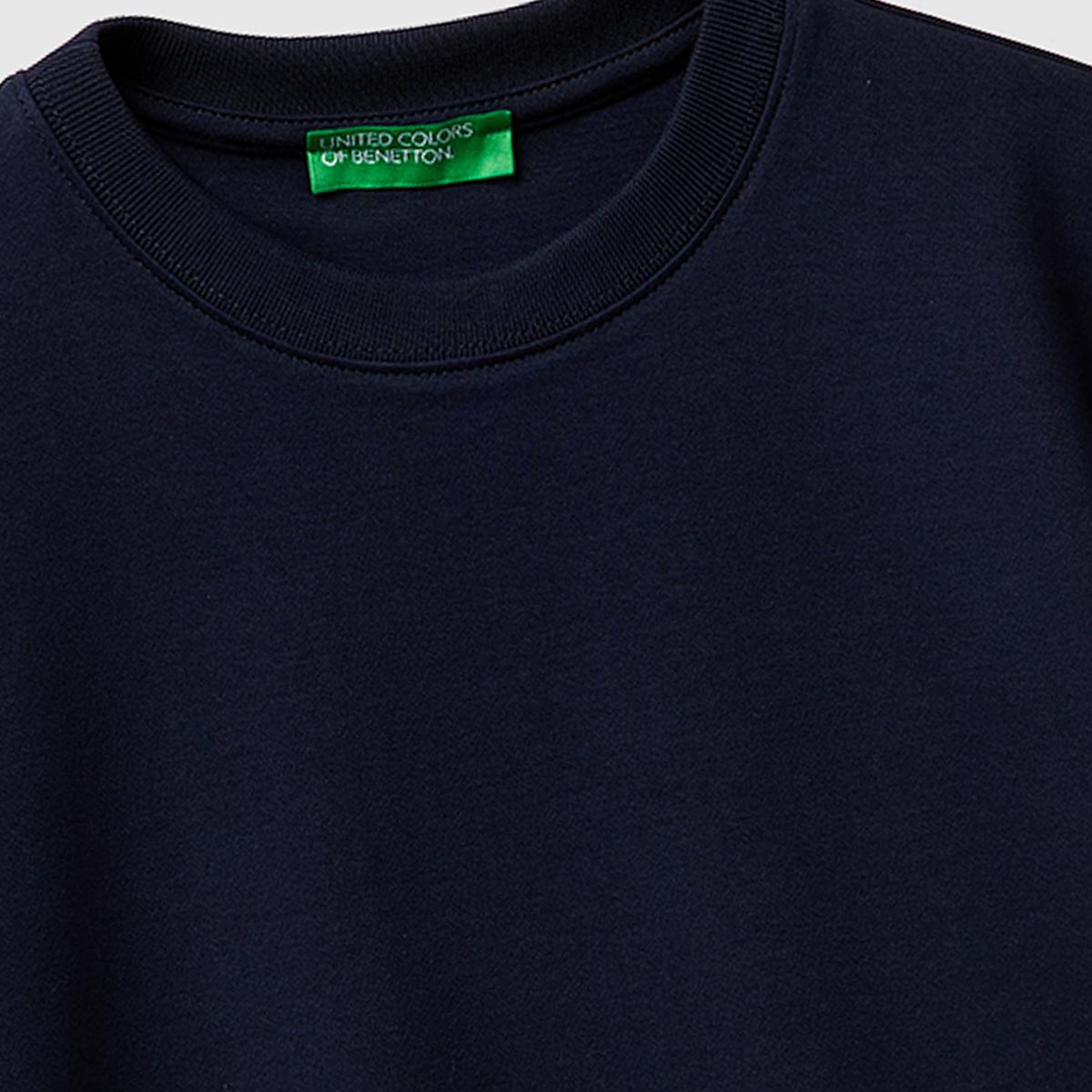 Kadın Lacivert %100 Pamuk Etek Ucu Logo Detaylı Bisiklet Yaka T-Shirt