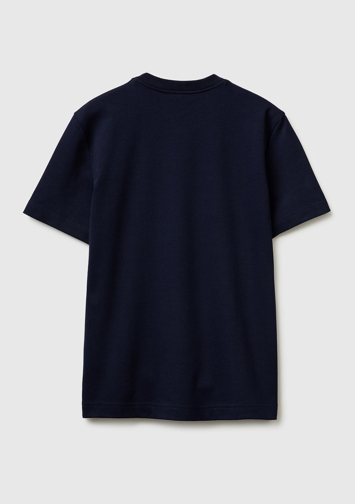 Kadın Lacivert %100 Pamuk Etek Ucu Logo Detaylı Bisiklet Yaka T-Shirt