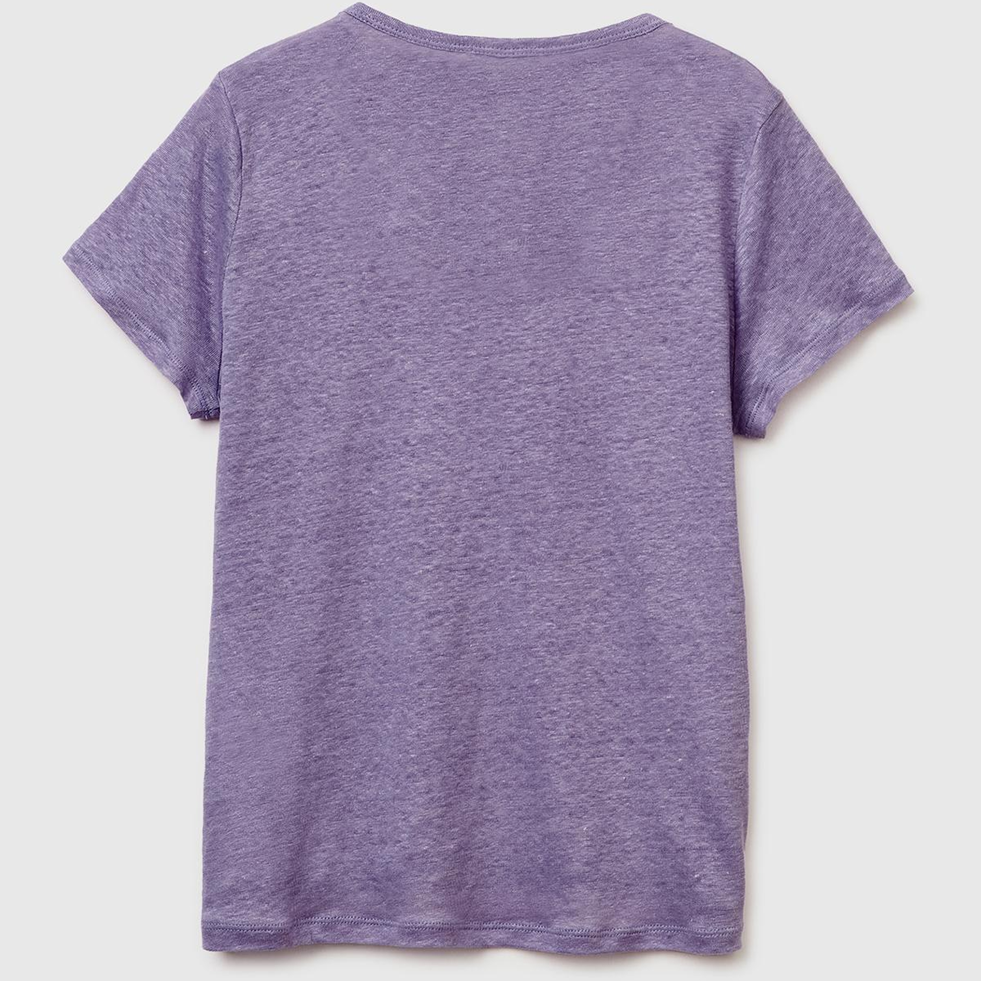Kadın Koyu Gri %100 Keten Geniş Yaka Kısa Kollu T-Shirt