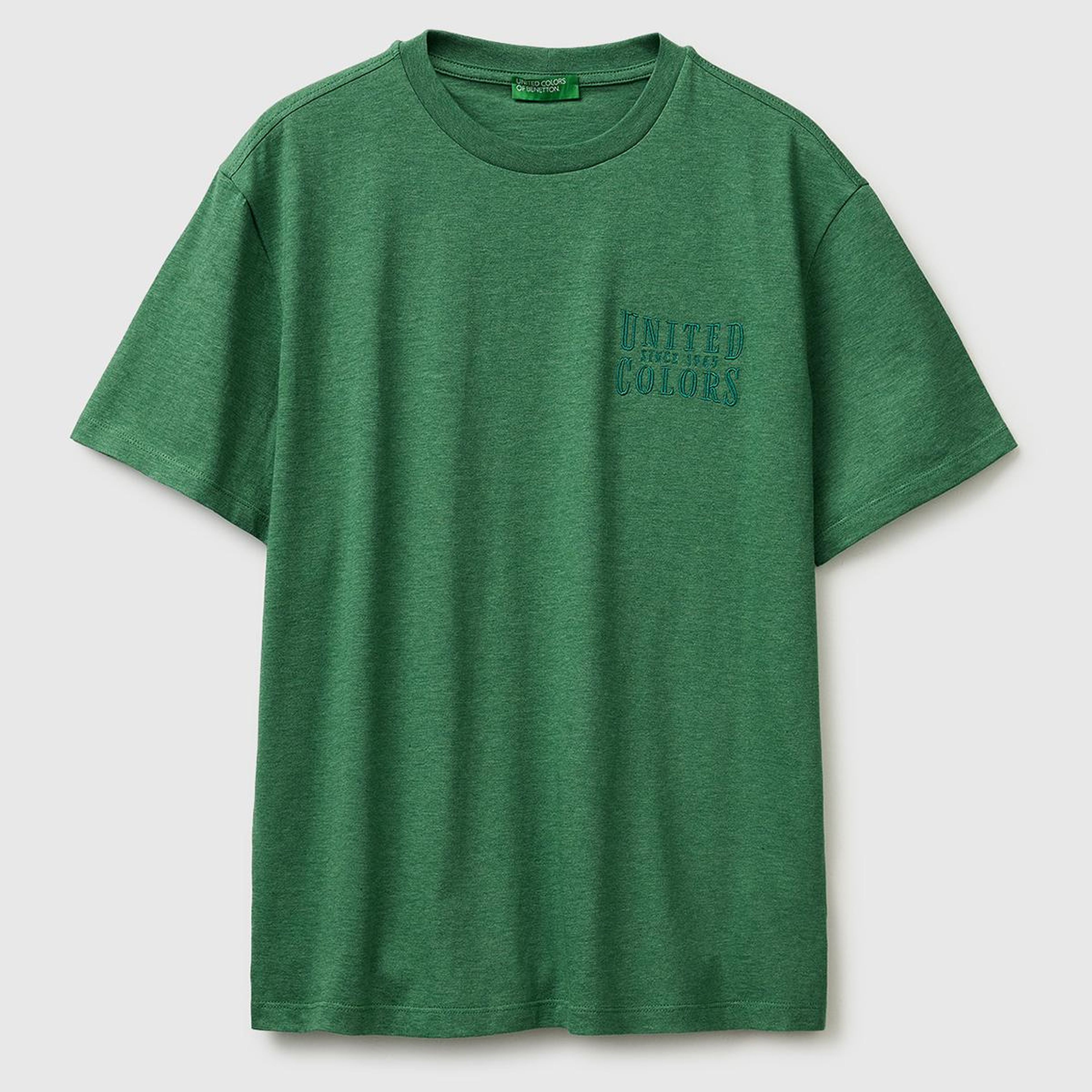 Erkek Yeşil  %100 Pamuk Regular Fit Logo  Nakışlı T-Shirt