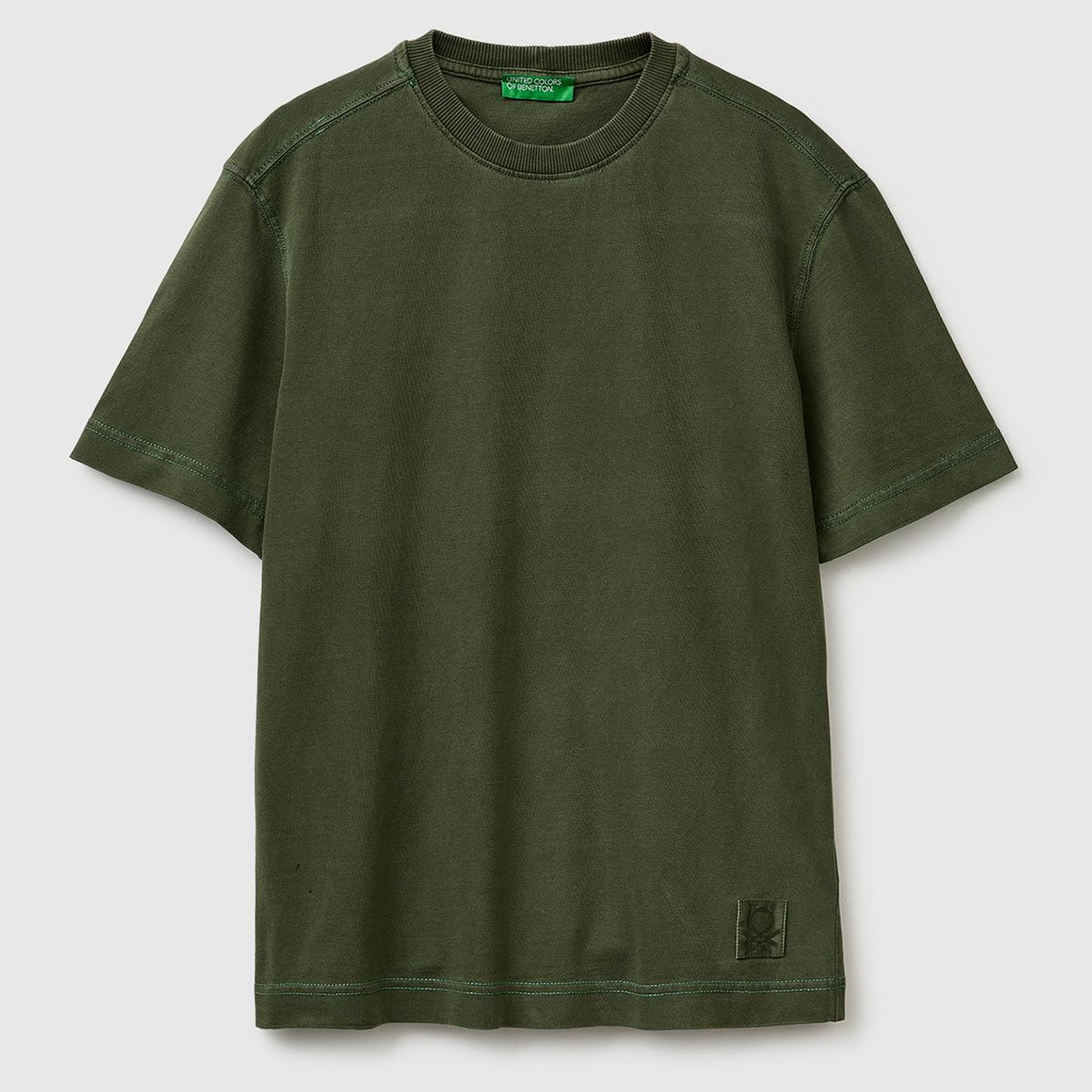 Erkek Yeşil %100 Pamuk Logo Baskılı Relax Fit T-Shirt