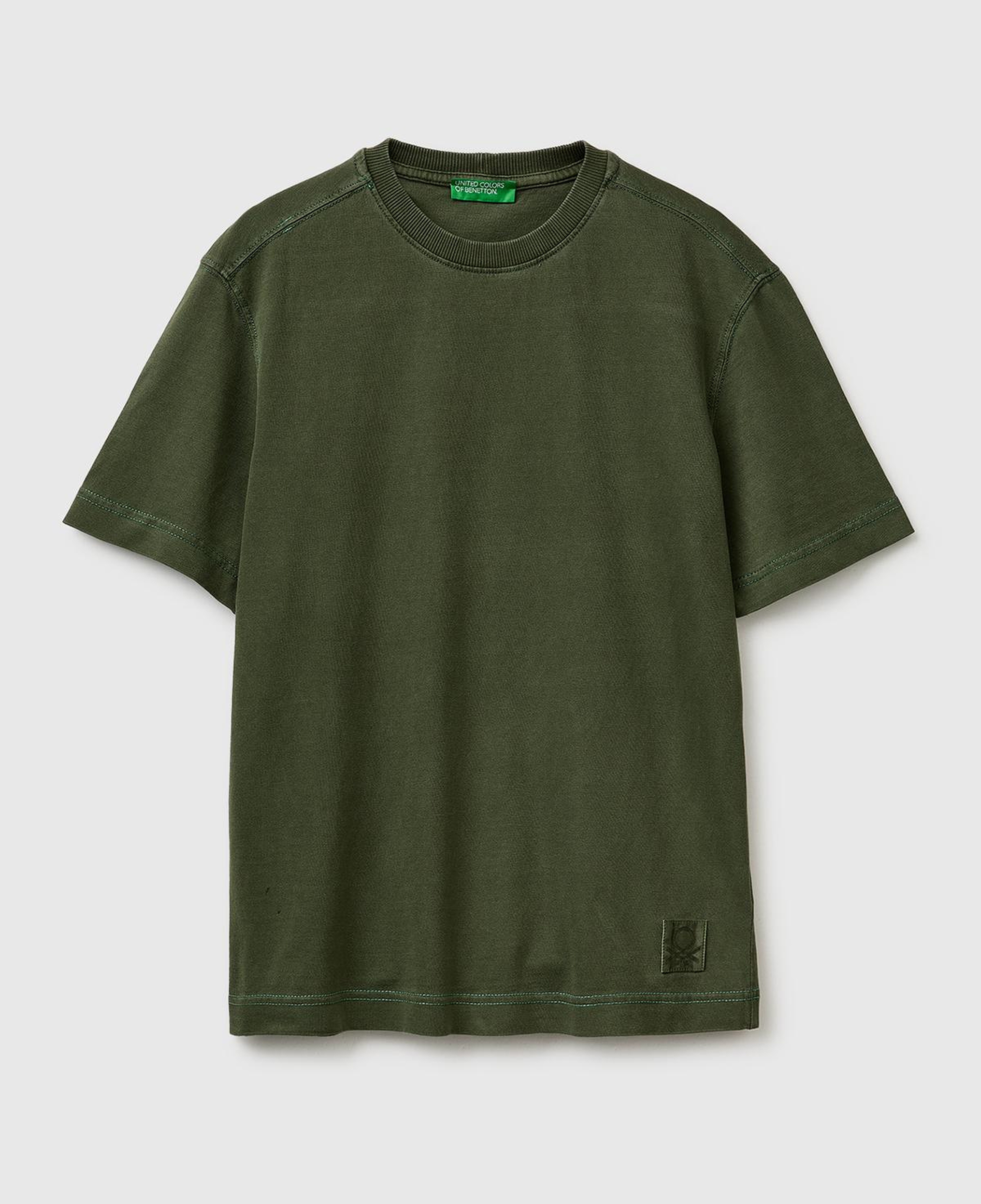Erkek Yeşil %100 Pamuk Logo Baskılı Relax Fit T-Shirt