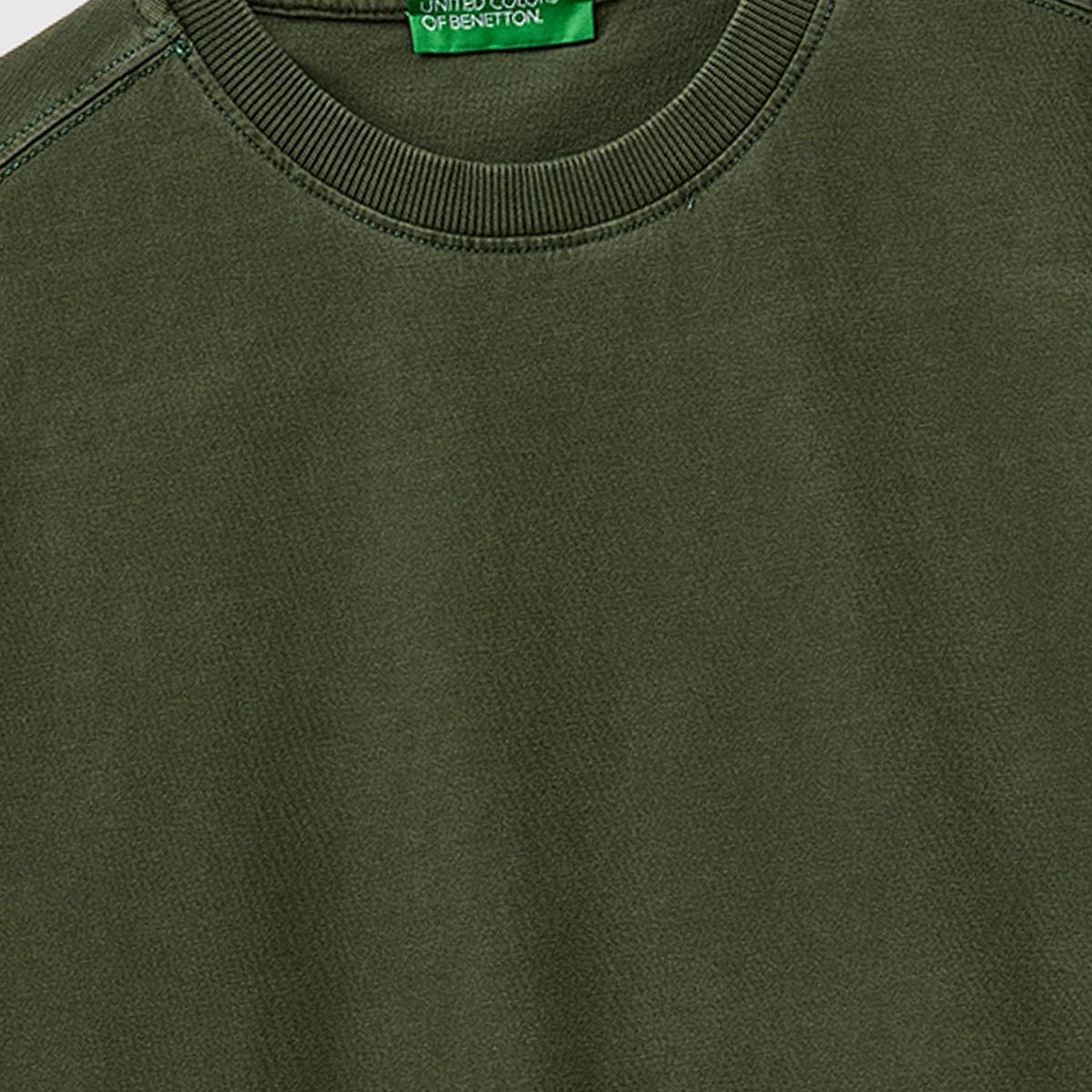 Erkek Yeşil %100 Pamuk Logo Baskılı Relax Fit T-Shirt