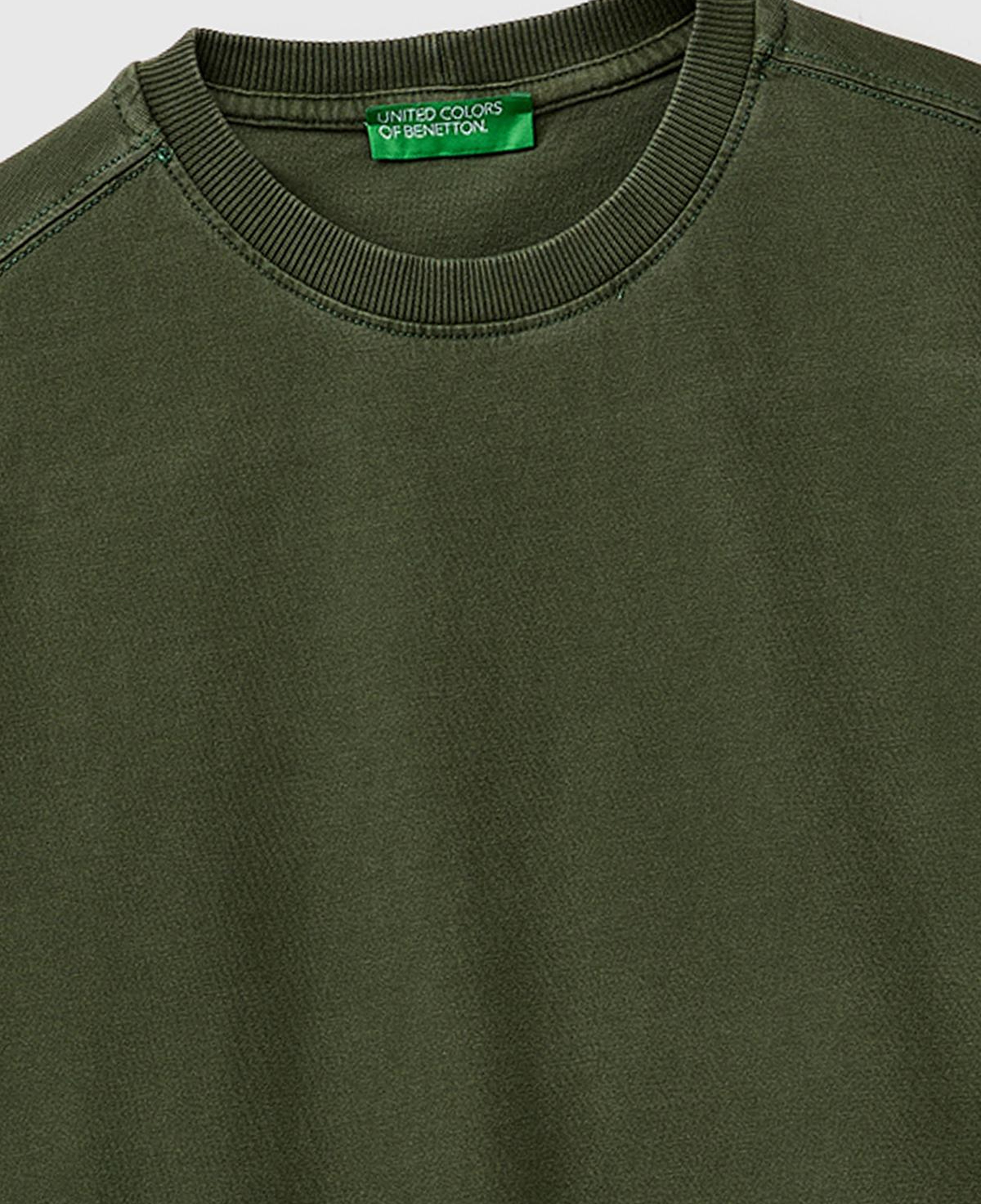 Erkek Yeşil %100 Pamuk Logo Baskılı Relax Fit T-Shirt