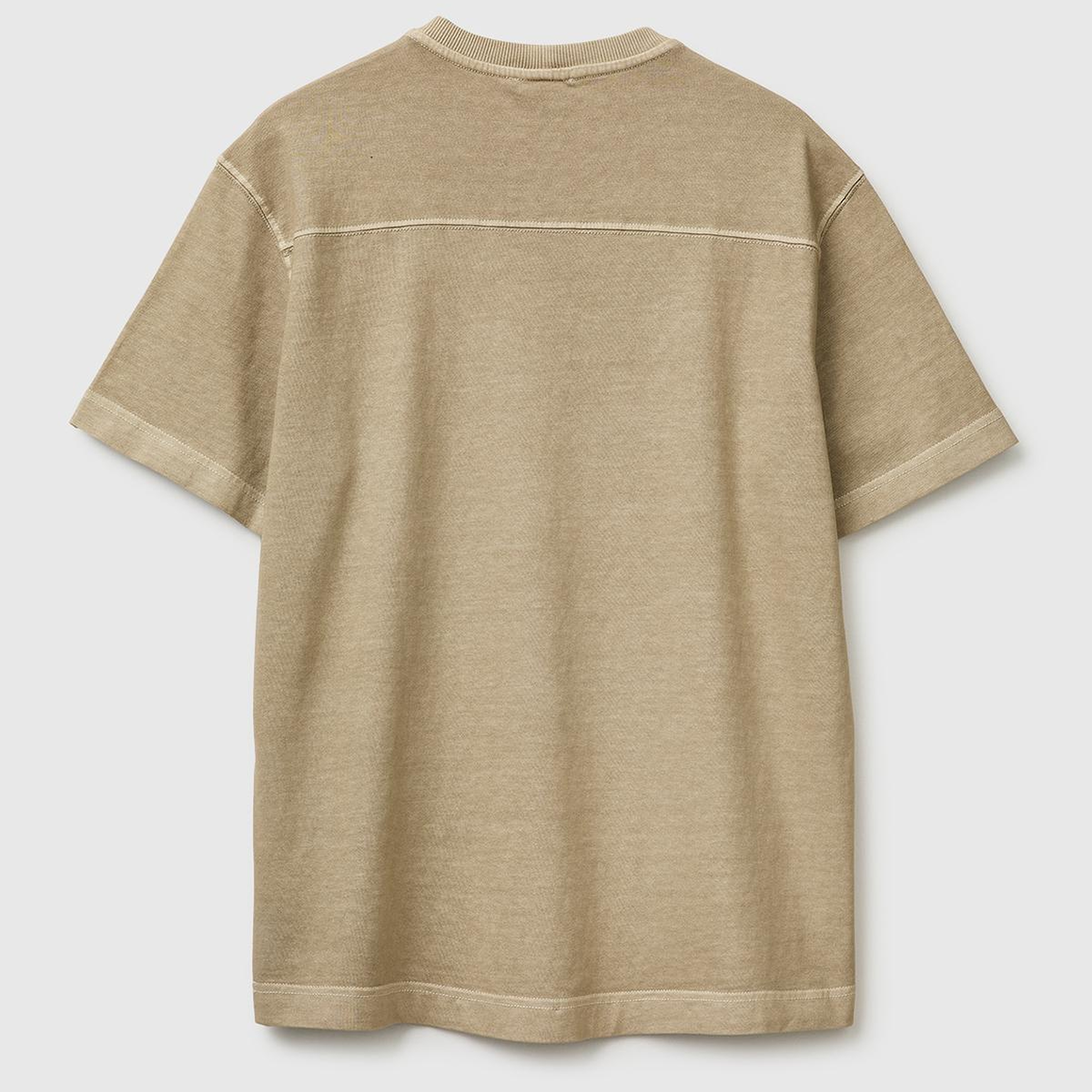 Erkek Krem %100 Pamuk Logo Baskılı Relax Fit T-Shirt