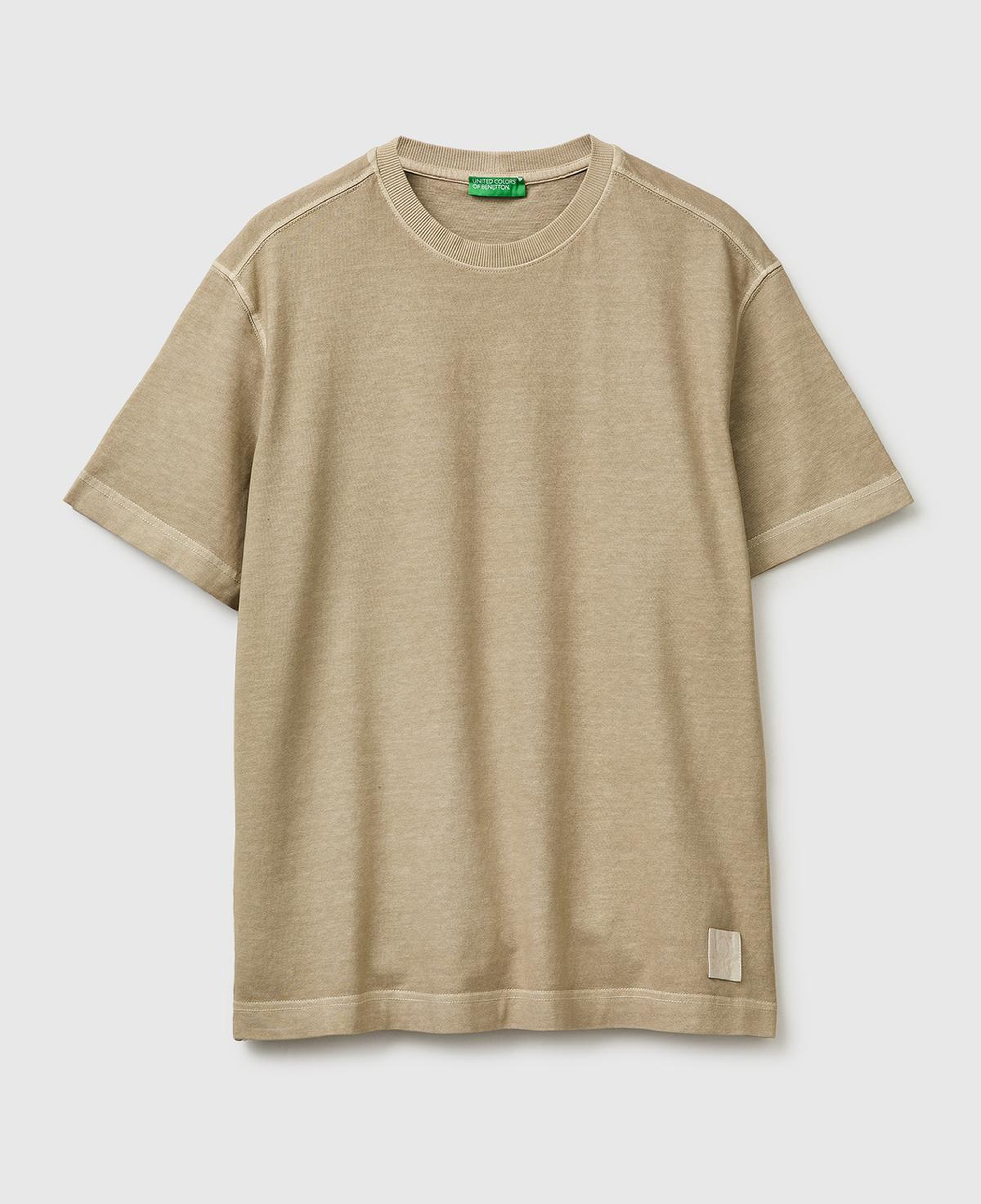 Erkek Krem %100 Pamuk Logo Baskılı Relax Fit T-Shirt