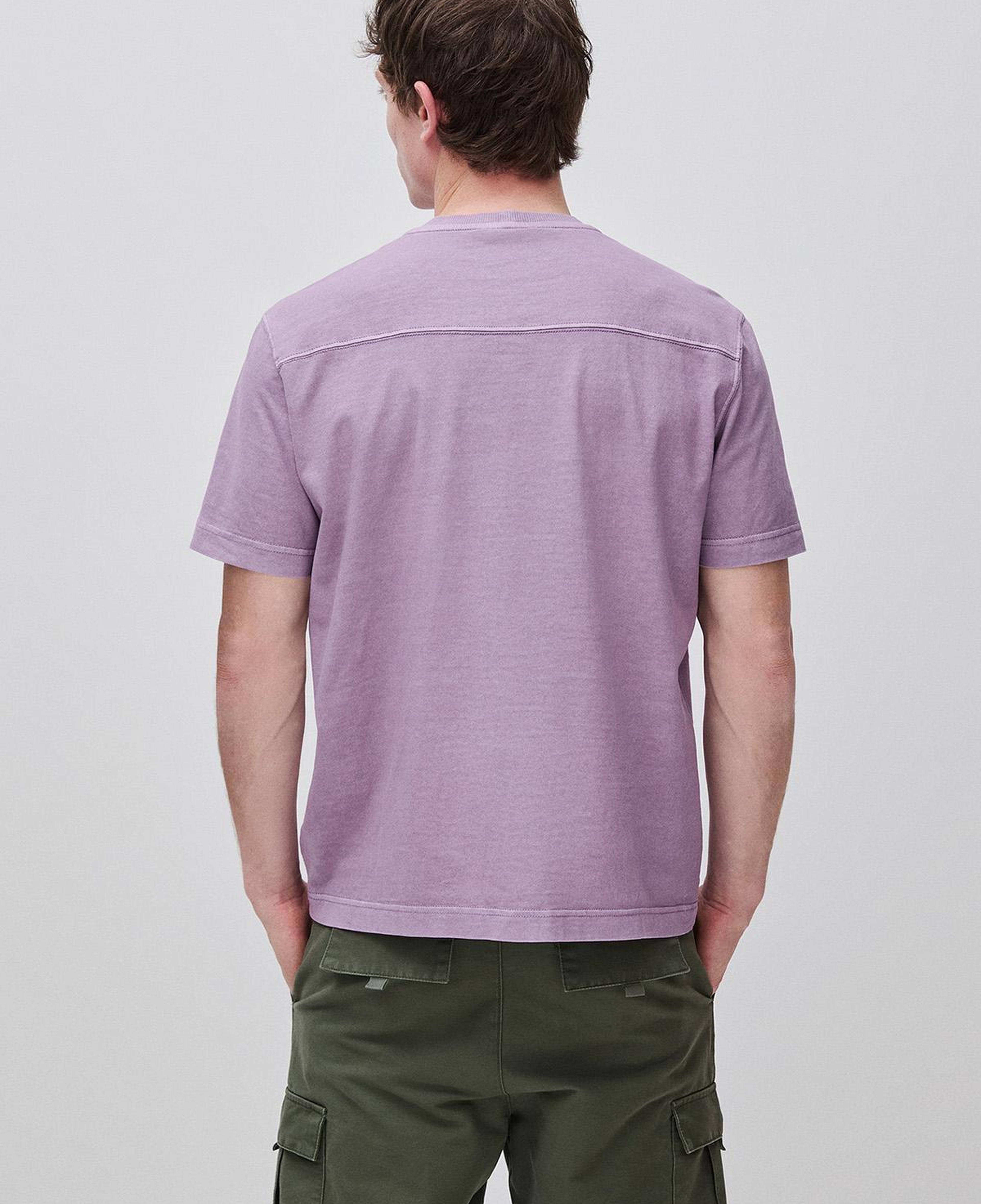 Erkek Mor %100 Pamuk Logo Baskılı Relax Fit T-Shirt