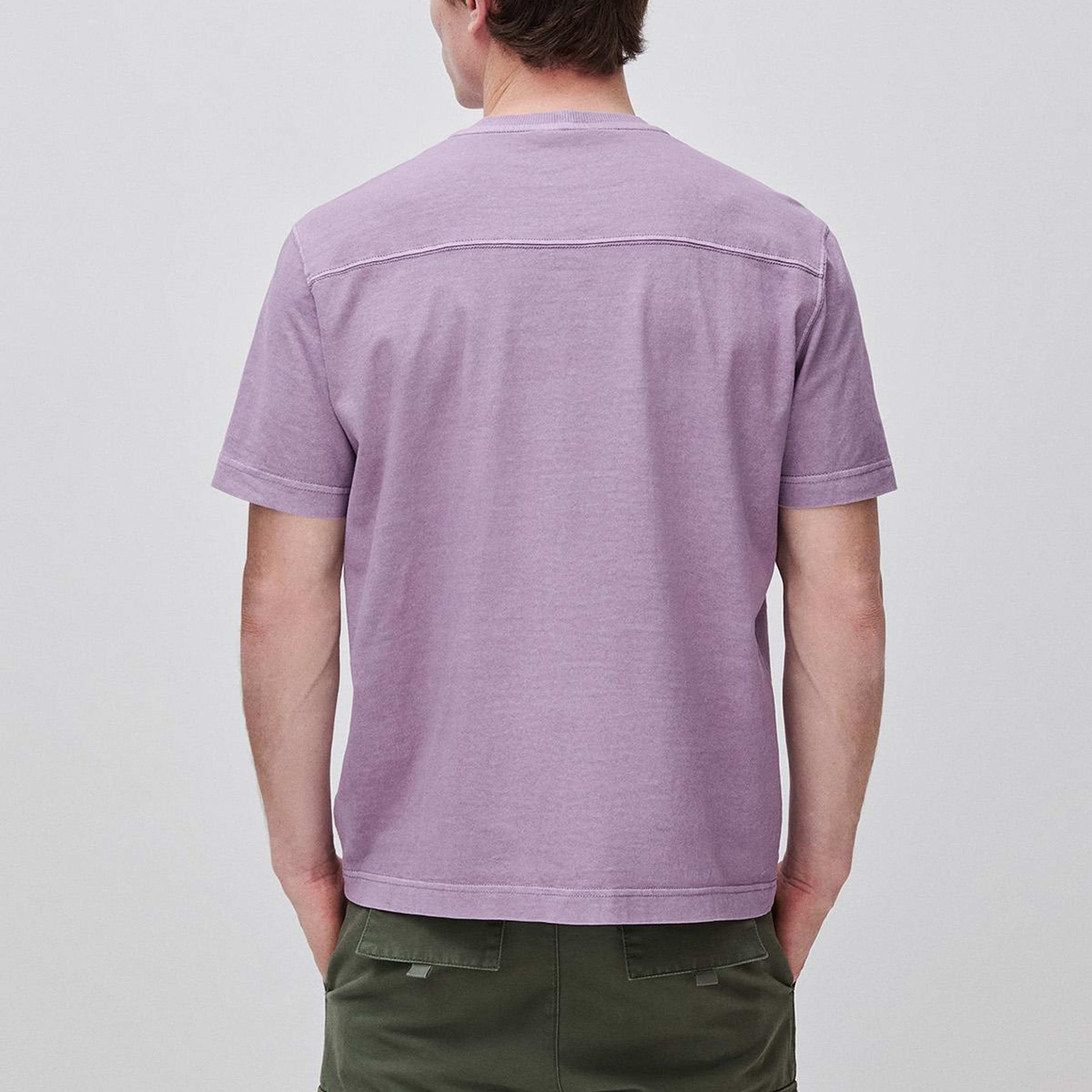 Erkek Mor %100 Pamuk Logo Baskılı Relax Fit T-Shirt