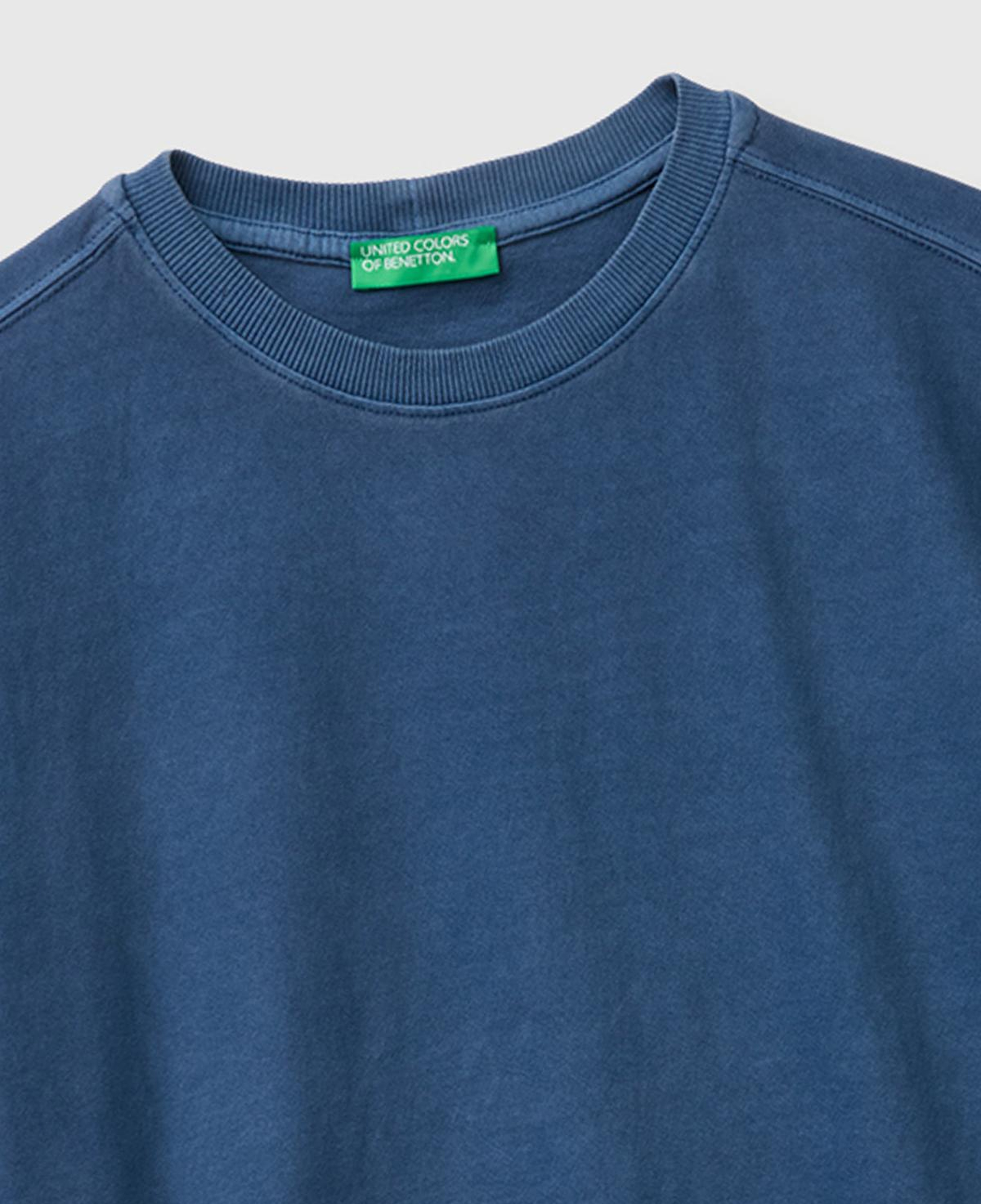 Erkek Mavi %100 Pamuk Logo Baskılı Relax Fit T-Shirt