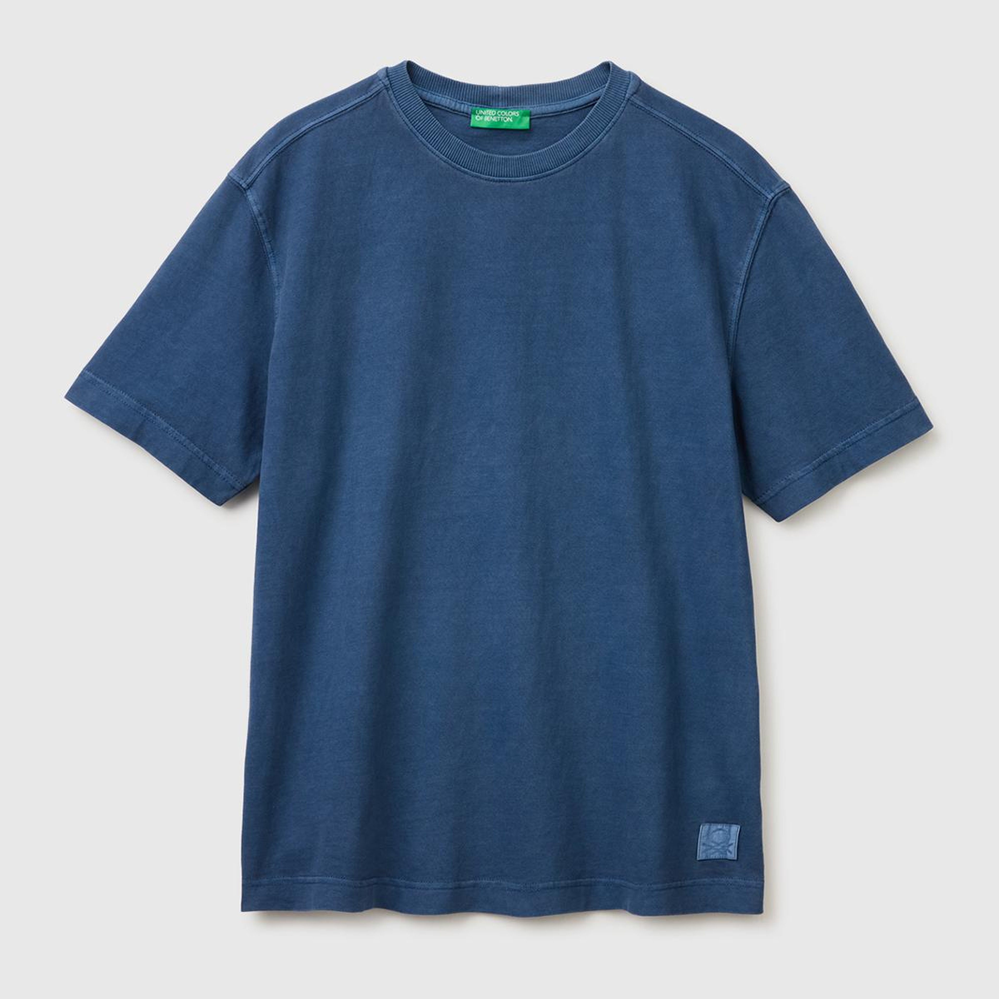 Erkek Mavi %100 Pamuk Logo Baskılı Relax Fit T-Shirt