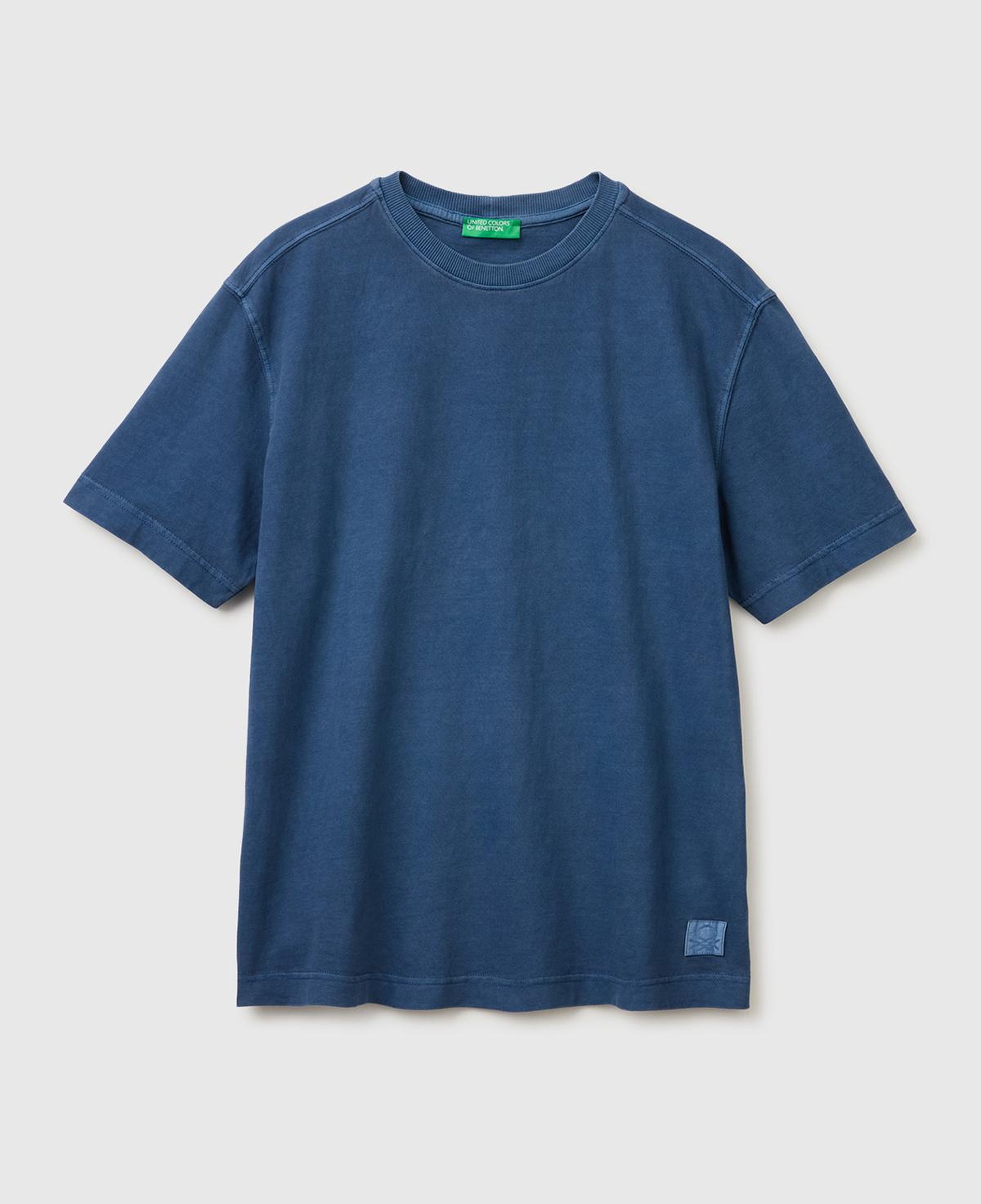 Erkek Mavi %100 Pamuk Logo Baskılı Relax Fit T-Shirt