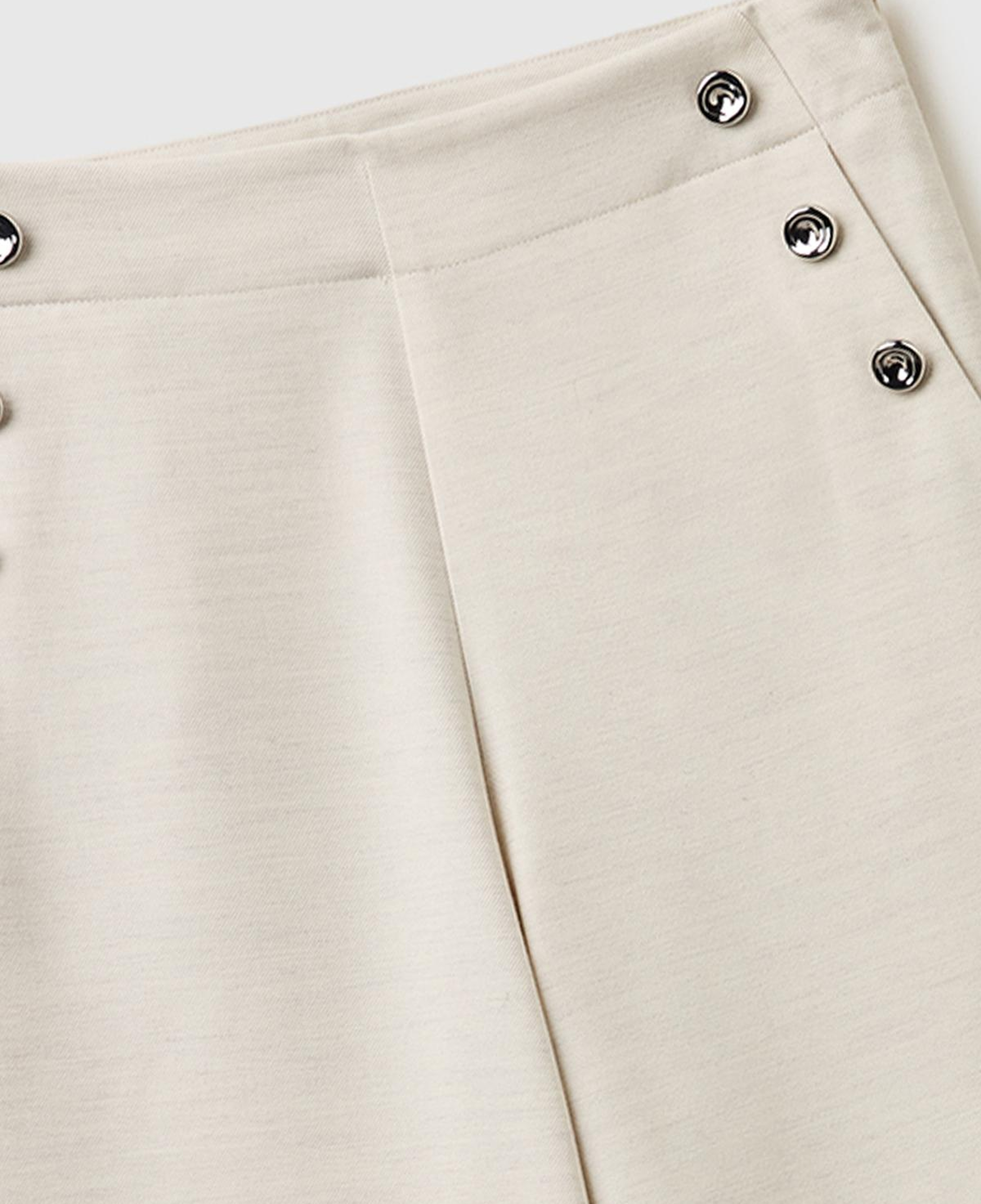 Kadın Krem Yün Karışımlı Wide Fit Yüksek Bel Pantolon