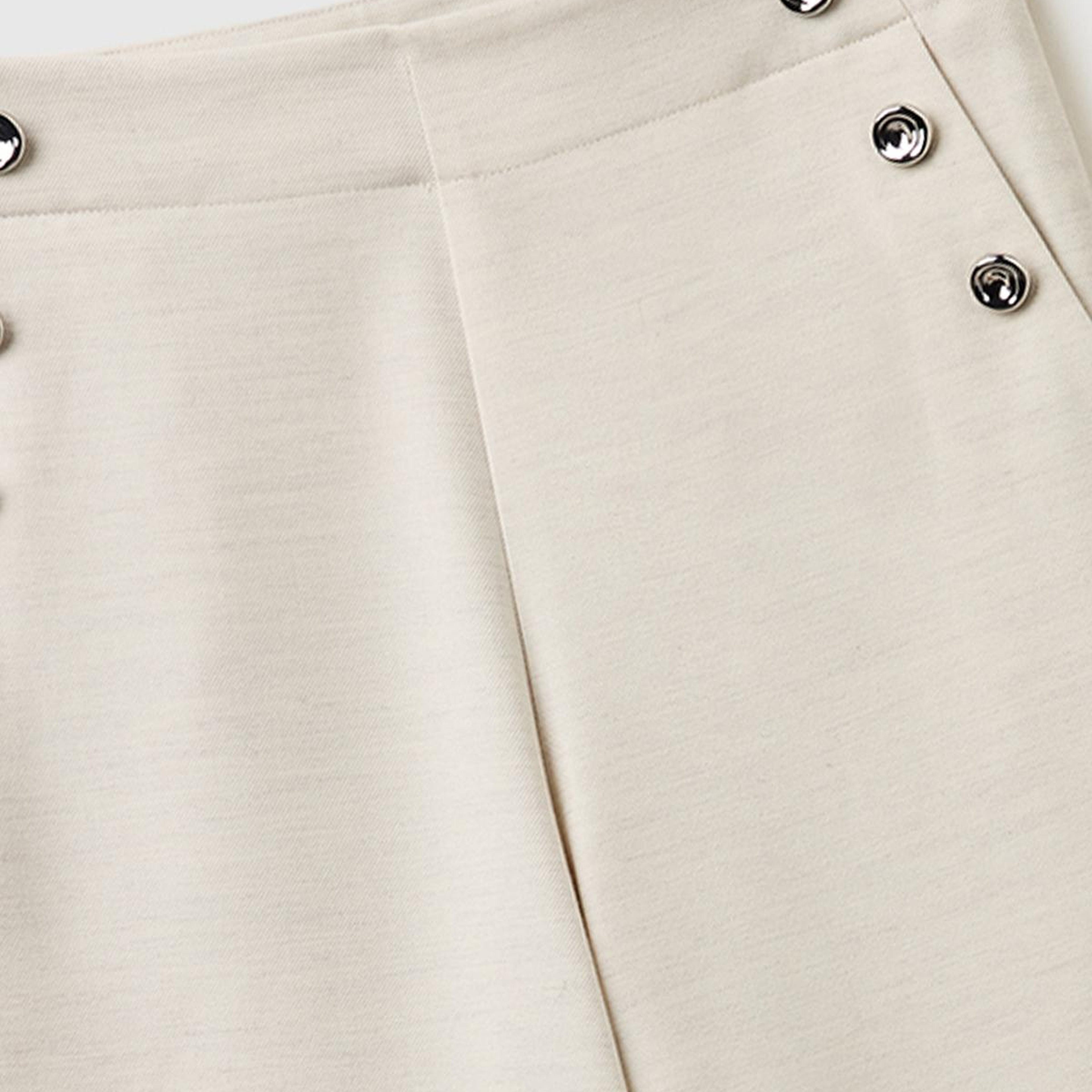 Kadın Krem Yün Karışımlı Wide Fit Yüksek Bel Pantolon