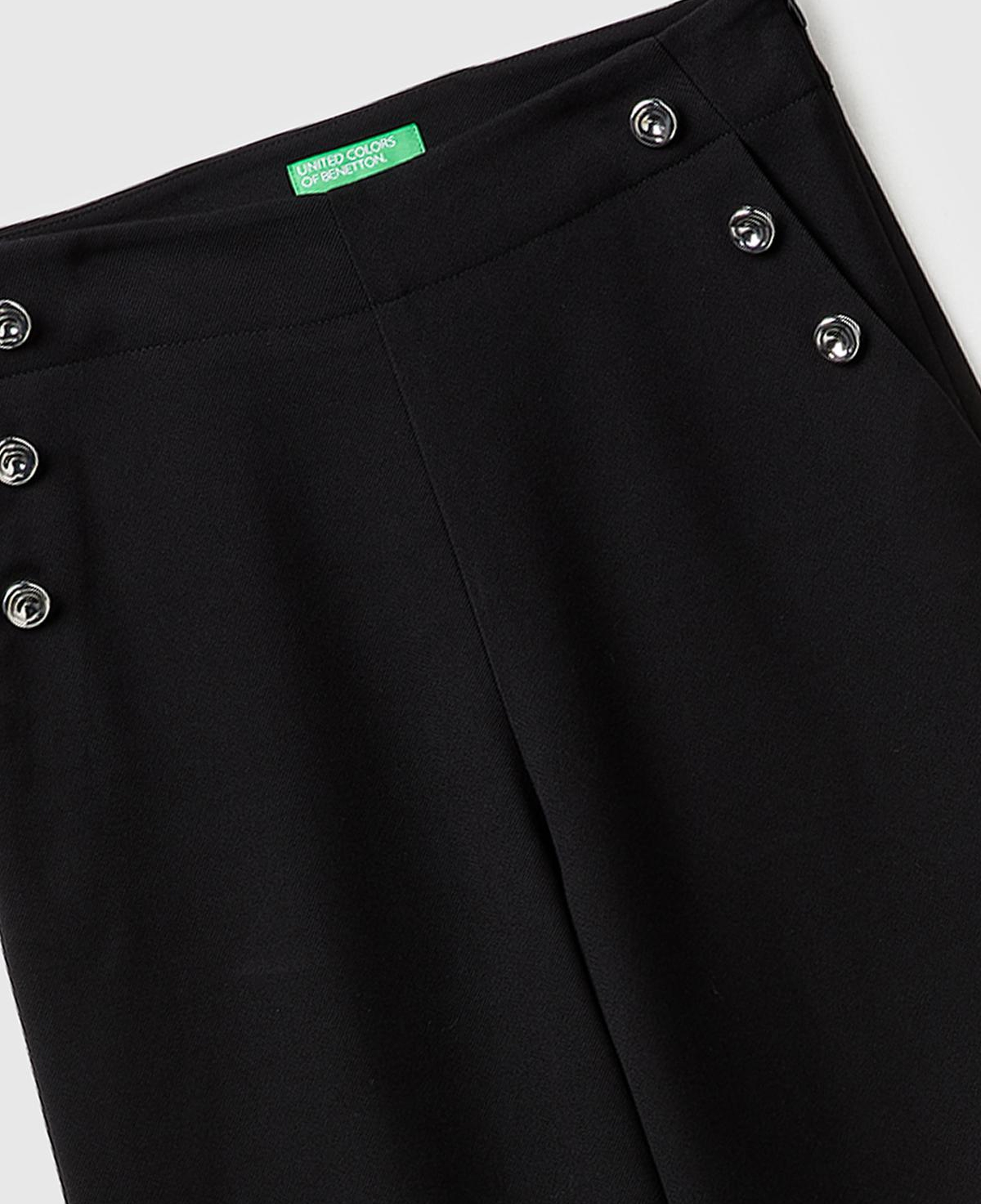 Kadın Siyah Yün Karışımlı Wide Fit Yüksek Bel Pantolon