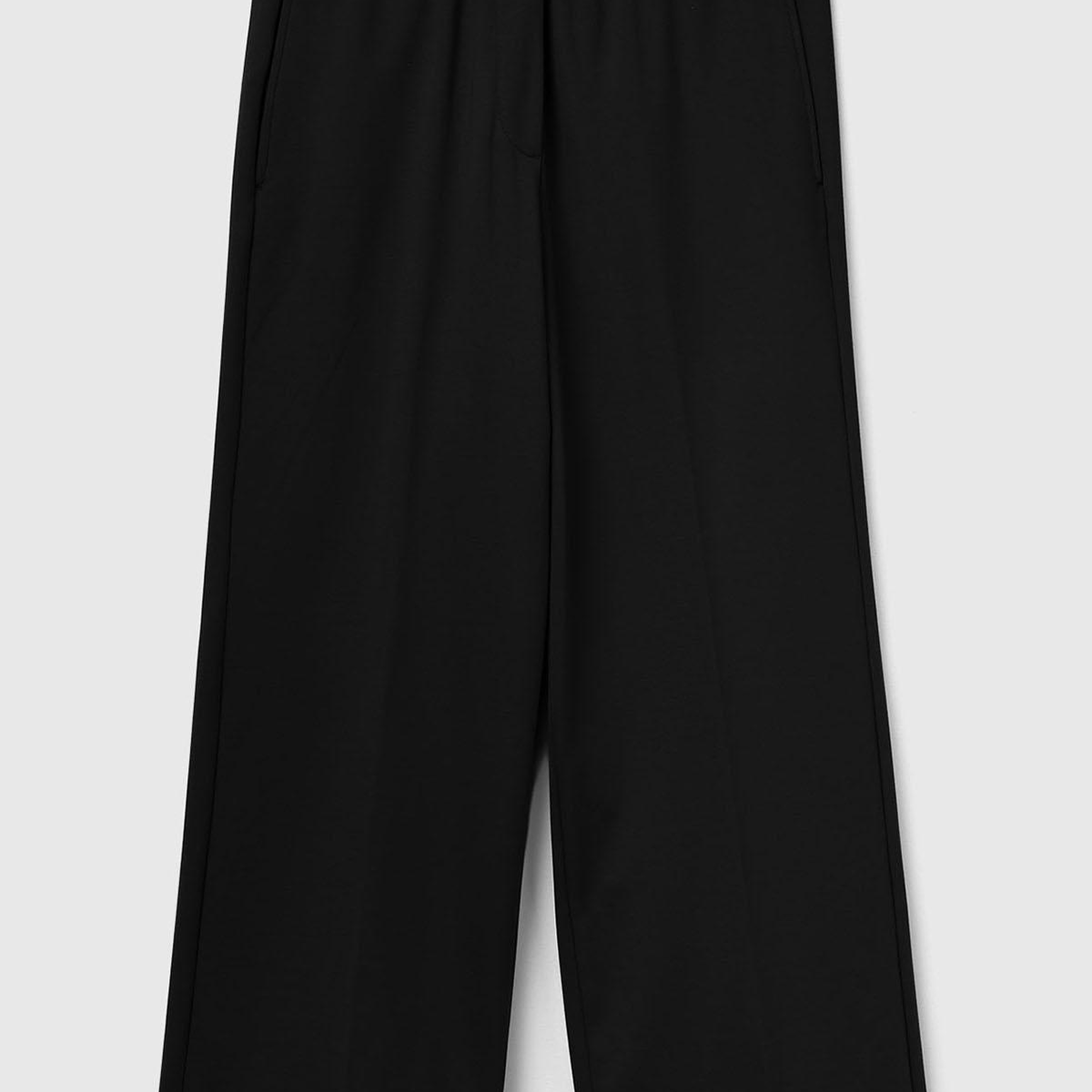Kadın Siyah Viskoz Karışımlı Beli Lastikli Kıvrık Paça Pantolon