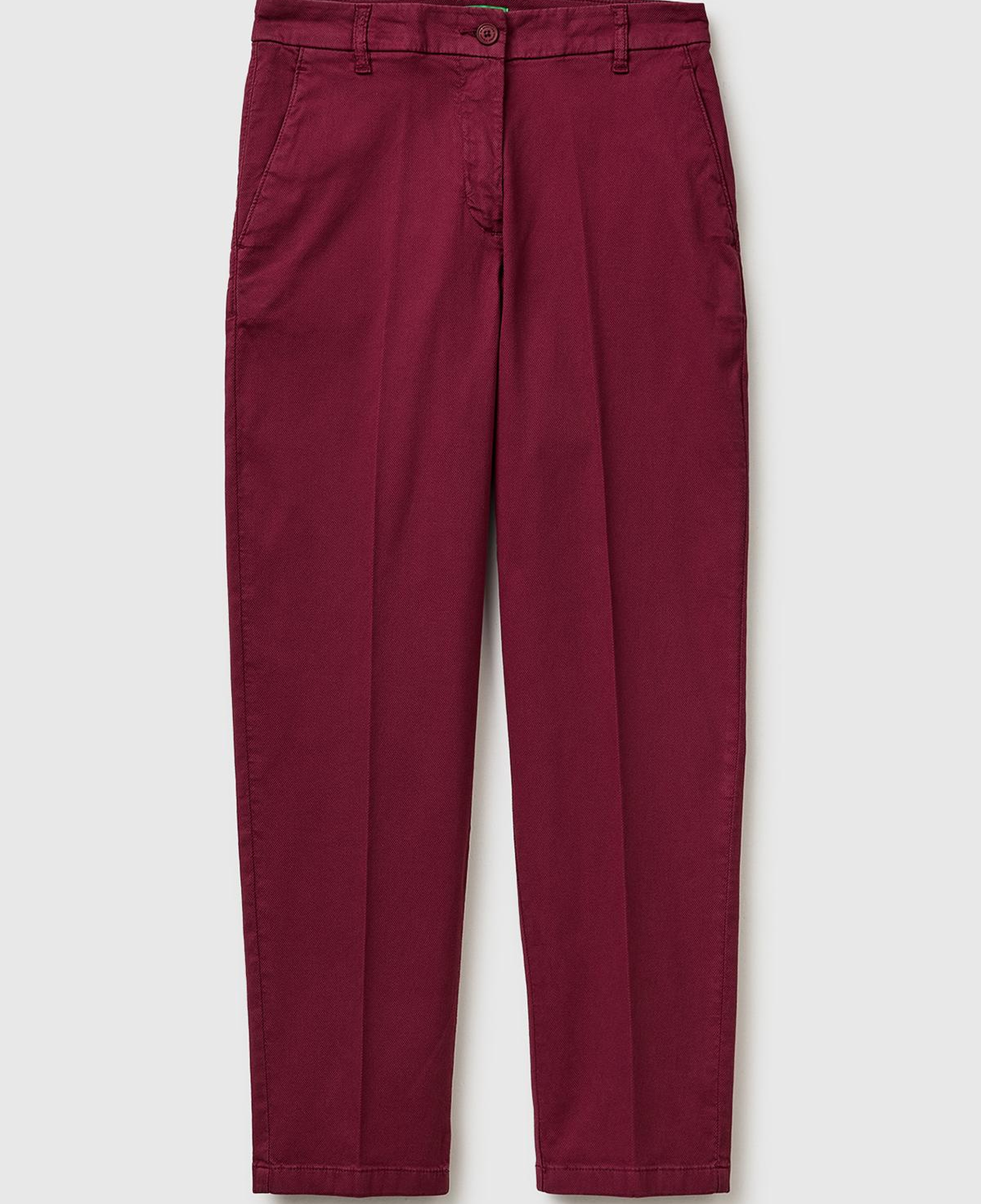 Kadın Bordo Pamuk Karışımlı Slim Fit Chino Kumaş Pantolon