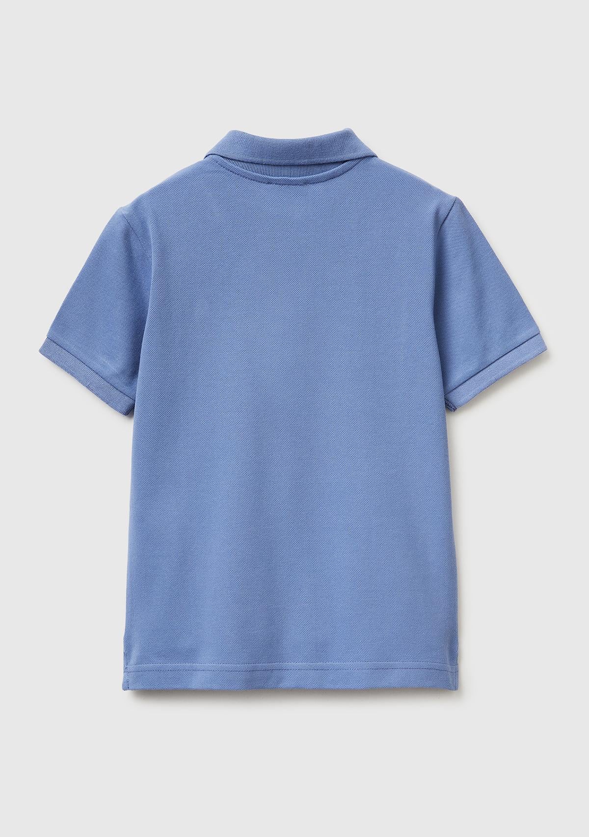 Erkek Çocuk Havacı Mavi Logolu Pike Polo T-Shirt
