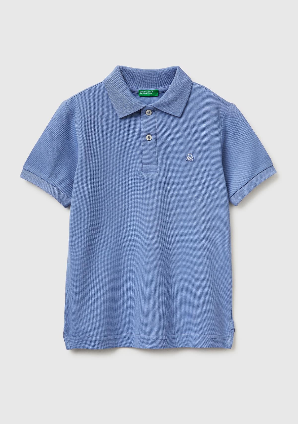 Erkek Çocuk Havacı Mavi Logolu Pike Polo T-Shirt