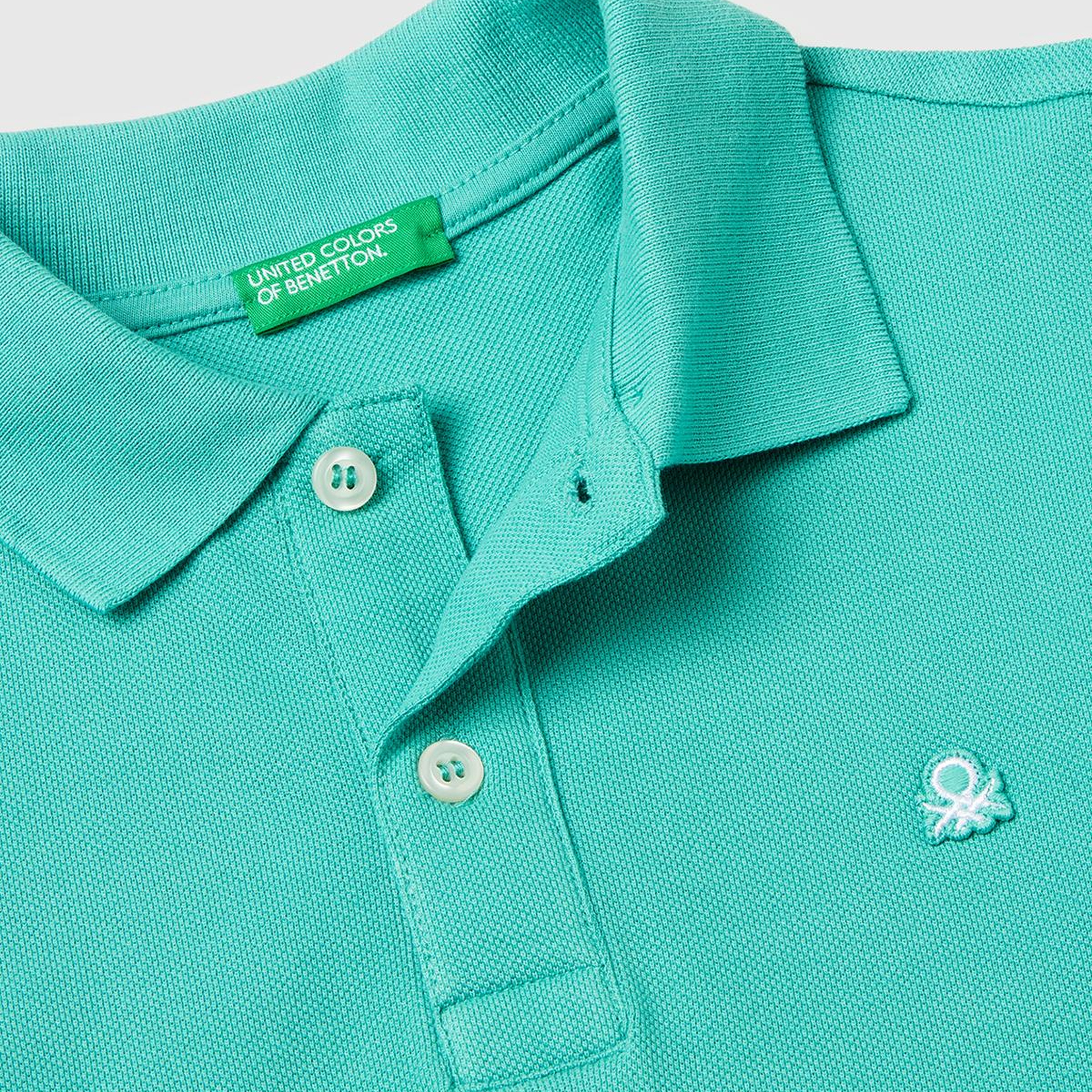 Erkek Çocuk Mavi-yeşil Logolu Pike Polo T-Shirt