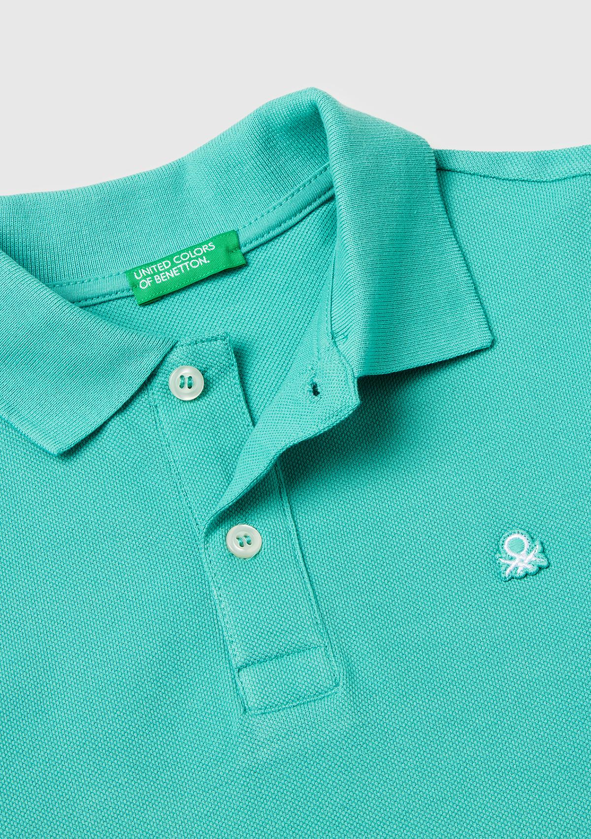Erkek Çocuk Mavi-yeşil Logolu Pike Polo T-Shirt