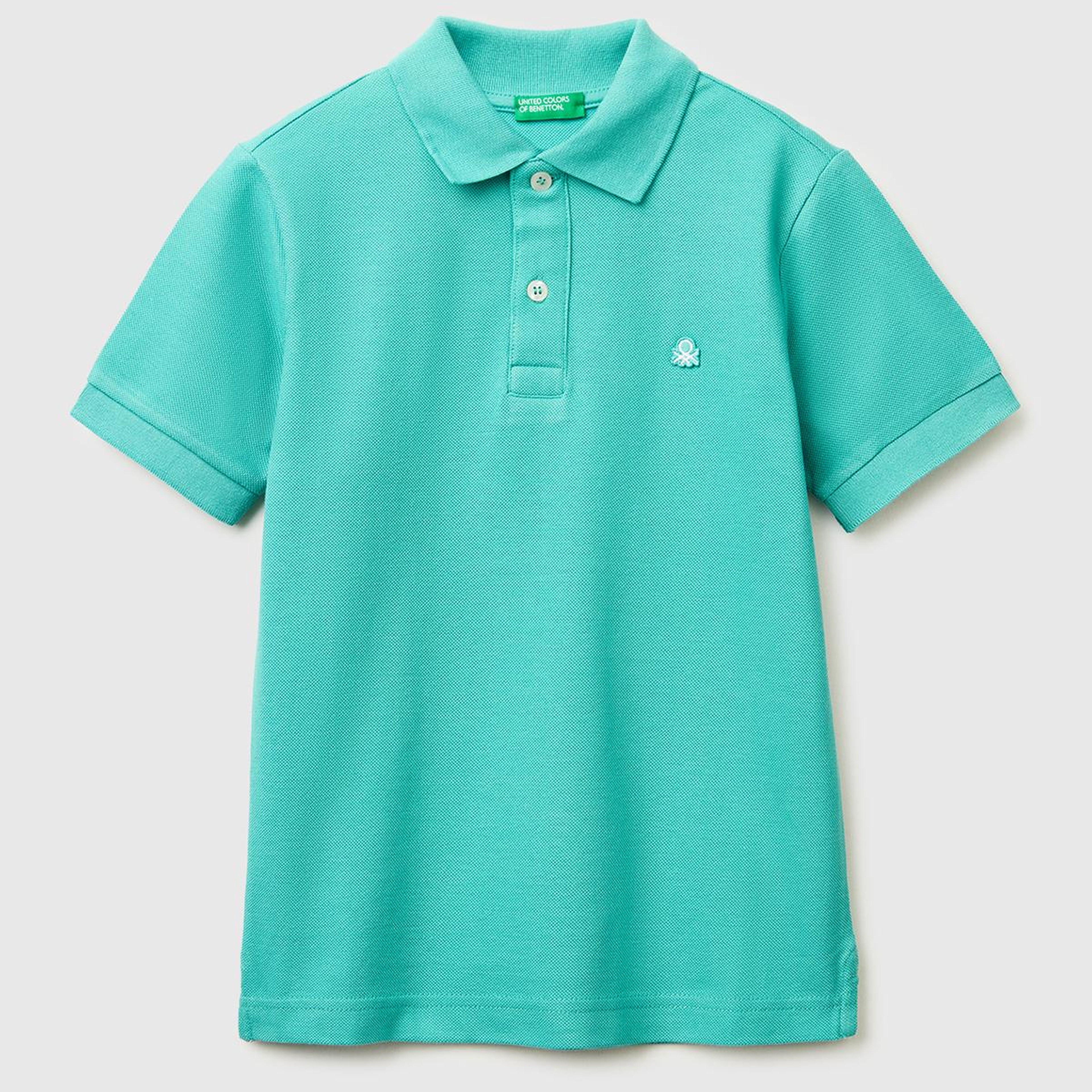 Erkek Çocuk Mavi-yeşil Logolu Pike Polo T-Shirt
