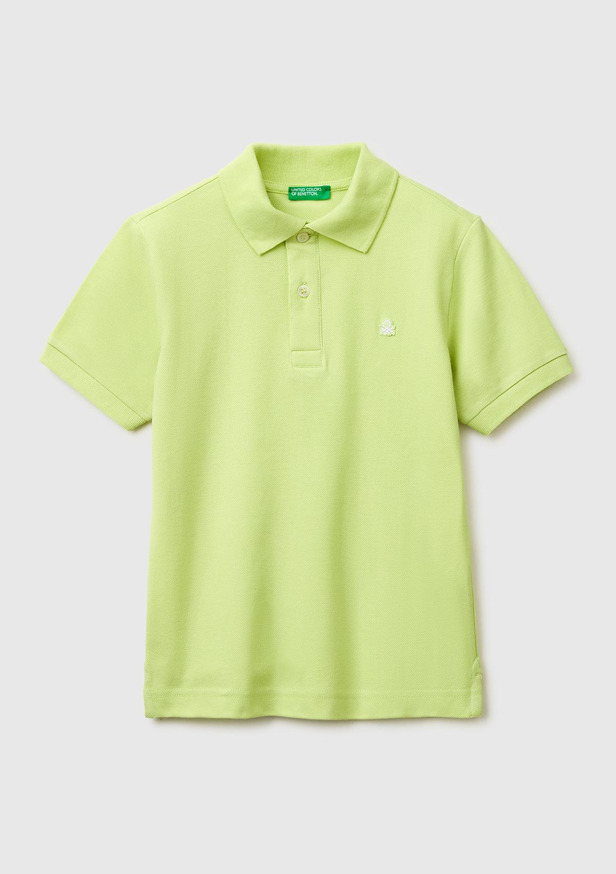 Erkek Çocuk Sarı Logolu Pike Polo T-Shirt