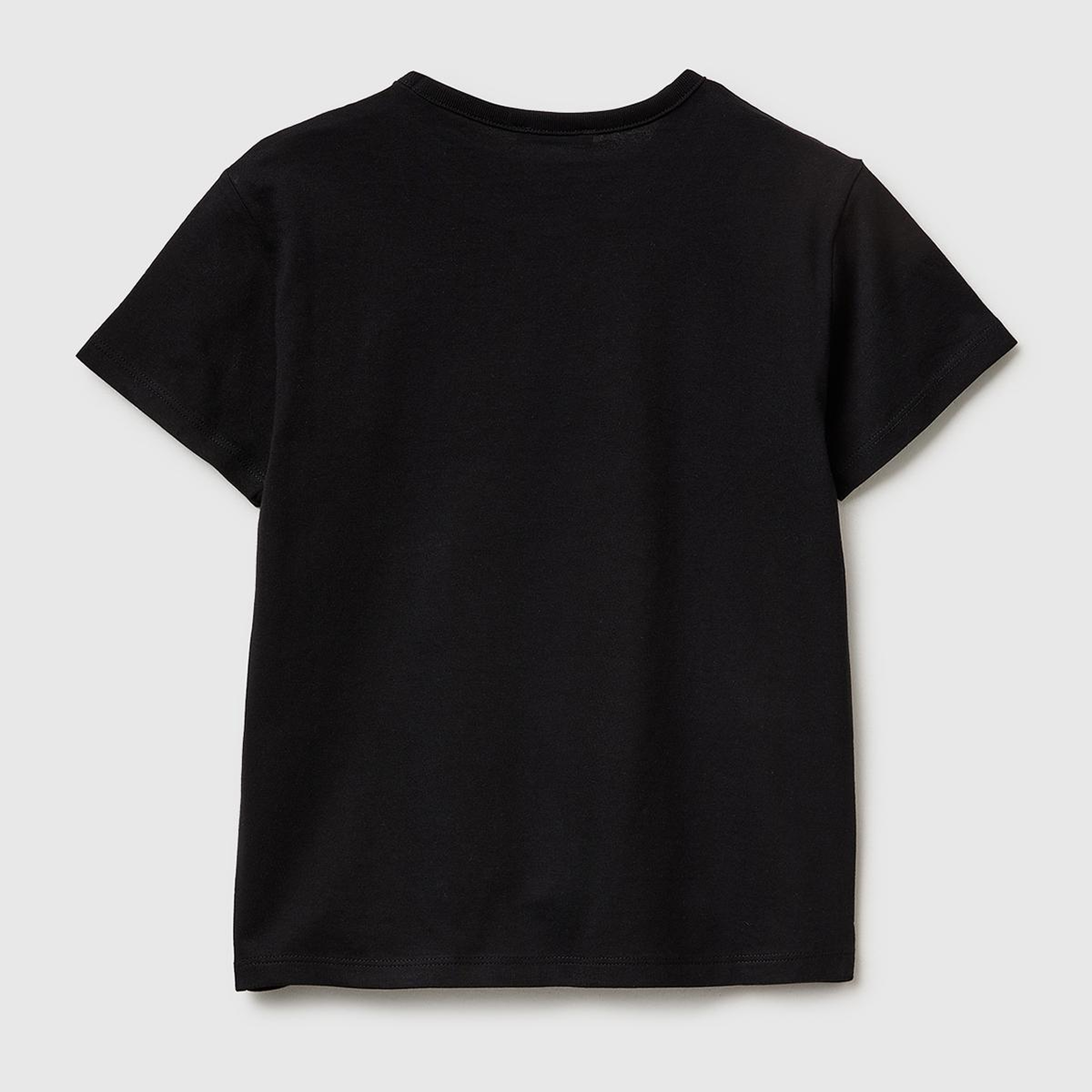 Kız Çocuk Siyah Simli Grafik Baskılı Yuvarlak Yaka T-Shirt
