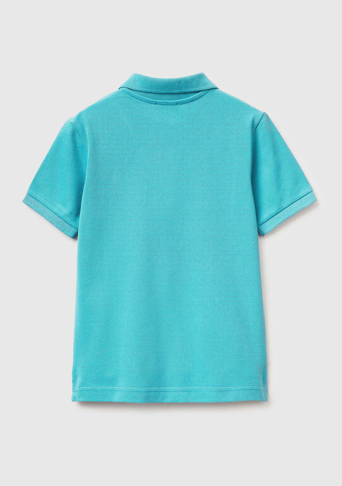 Erkek Çocuk Açık Mavi Logolu Pike Polo T-Shirt