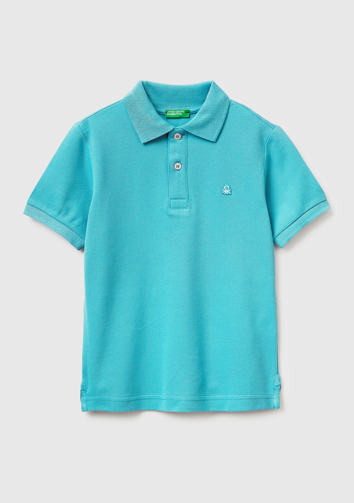 Erkek Çocuk Açık Mavi Logolu Pike Polo T-Shirt