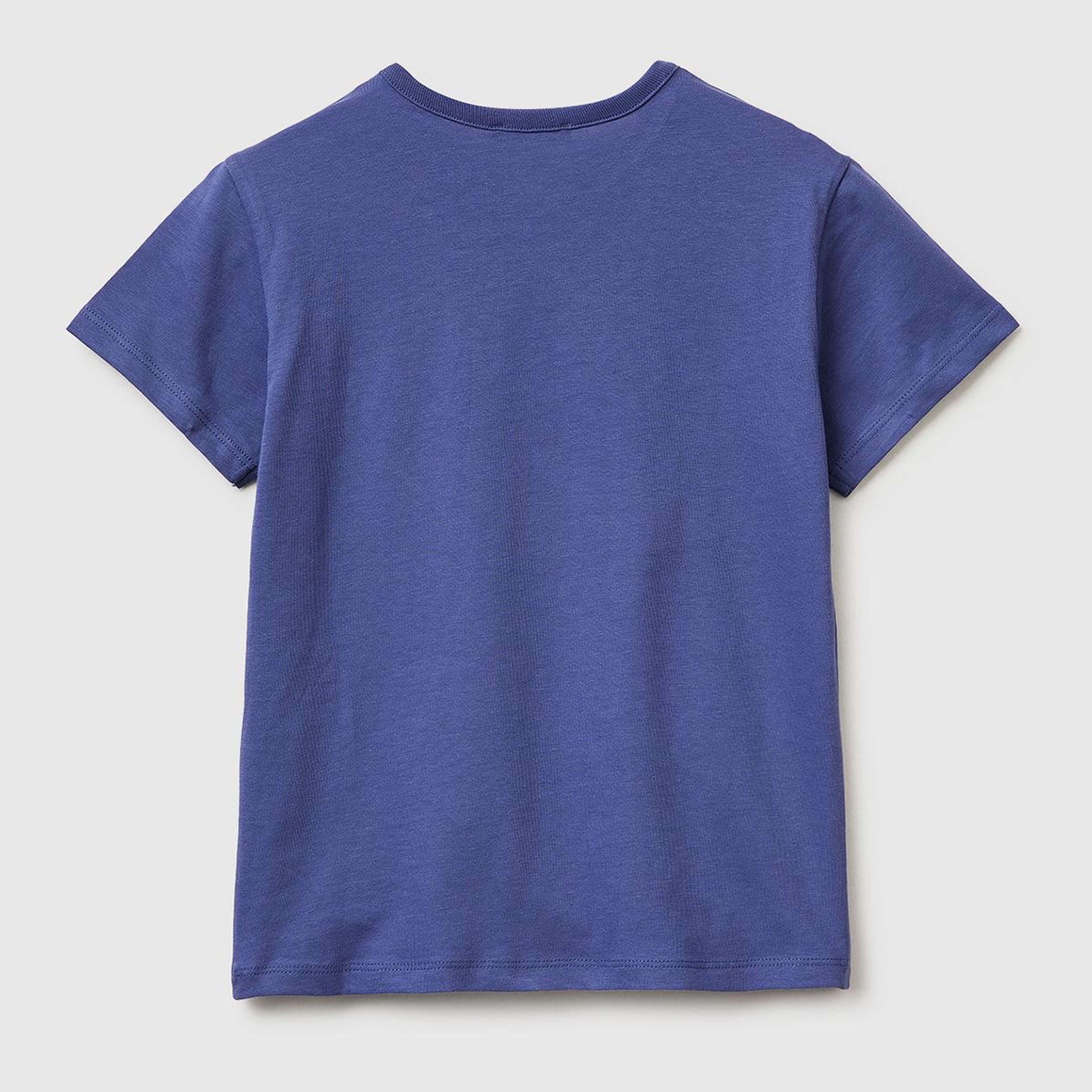 Kız Çocuk Koyu Lacivert Simli Grafik Baskılı Yuvarlak Yaka T-Shirt