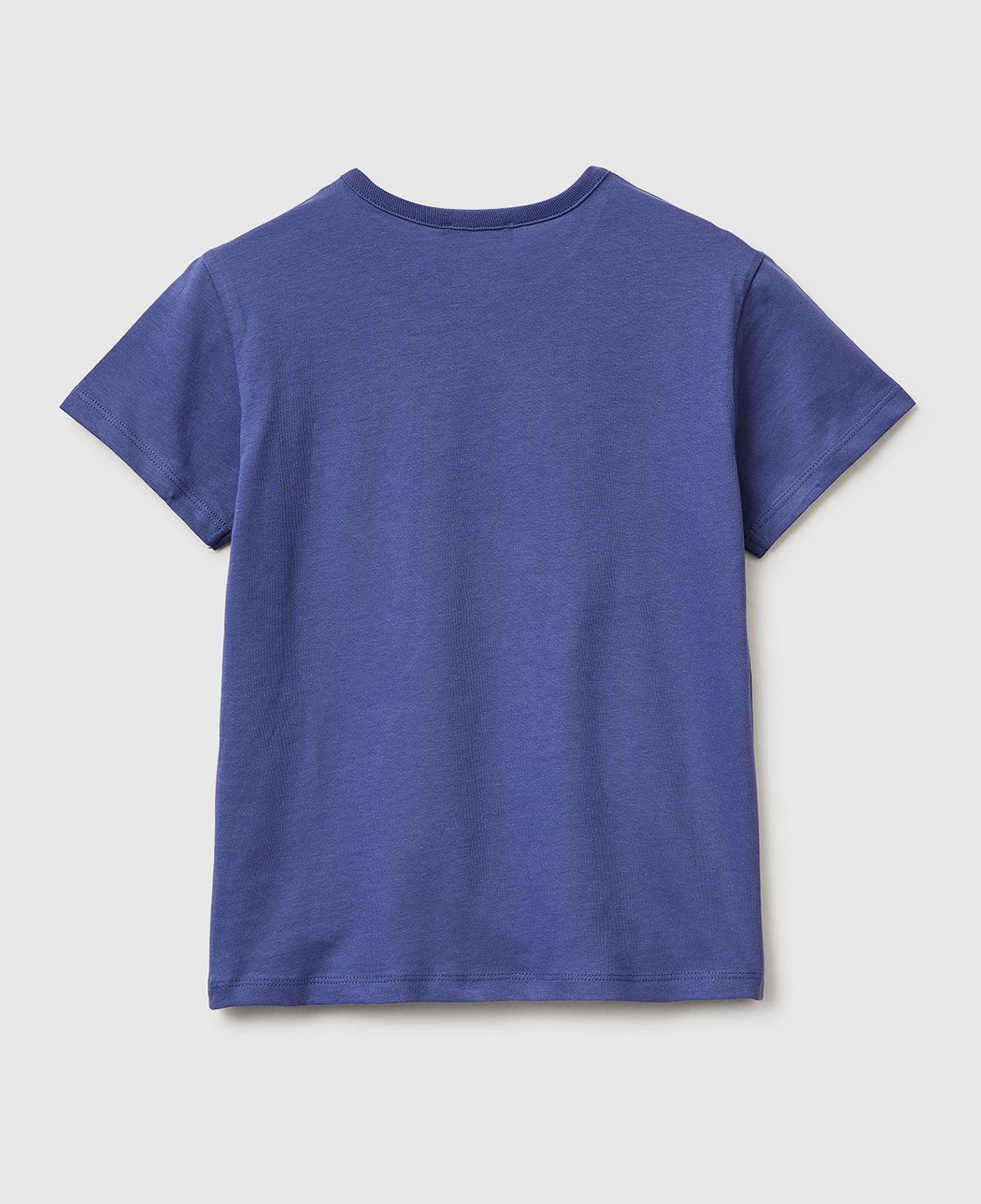 Kız Çocuk Koyu Lacivert Simli Grafik Baskılı Yuvarlak Yaka T-Shirt