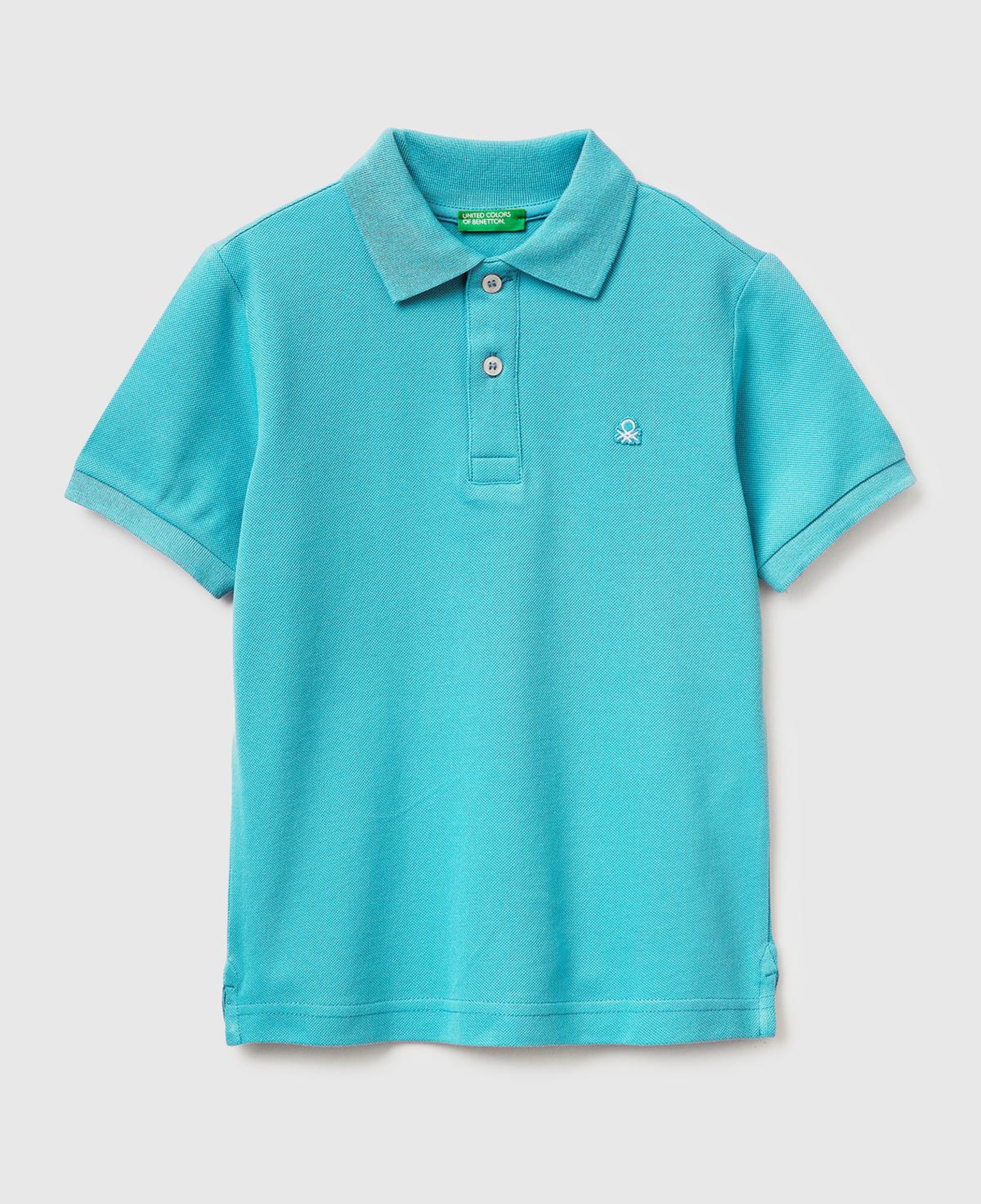 Erkek Çocuk Açık Mavi Logolu Pike Polo T-Shirt