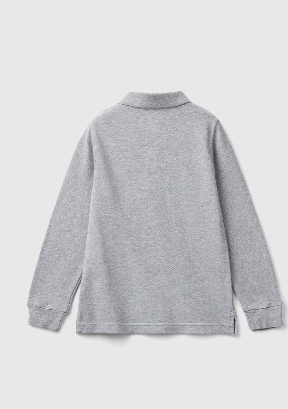 Erkek Çocuk Gri melanj Logolu Polo T-Shirt