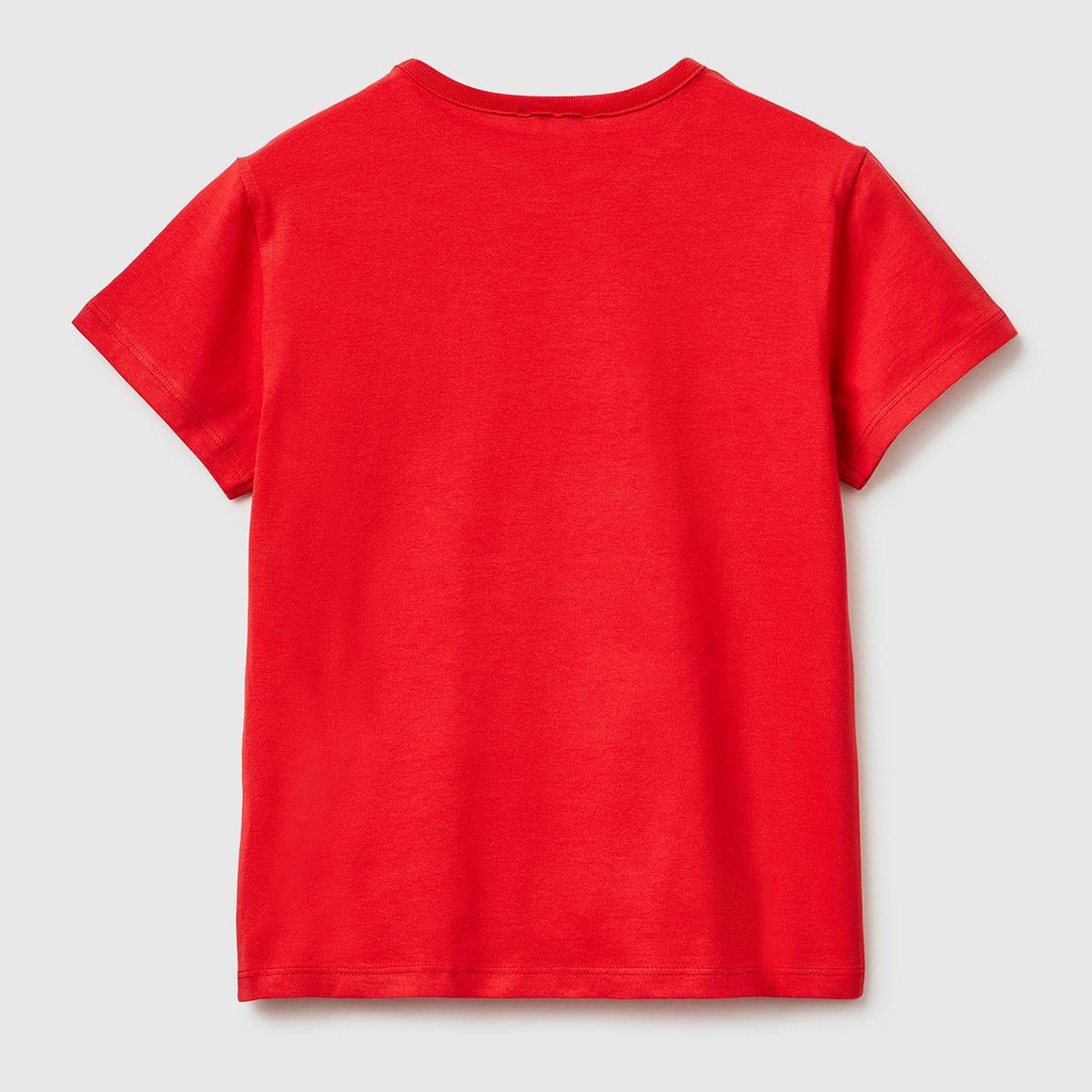 Kız Çocuk Kırmızı Simli Grafik Baskılı Yuvarlak Yaka T-Shirt