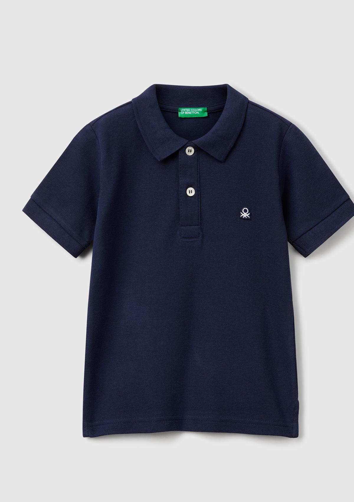 Erkek Çocuk Lacivert Logolu Pike Polo T-Shirt