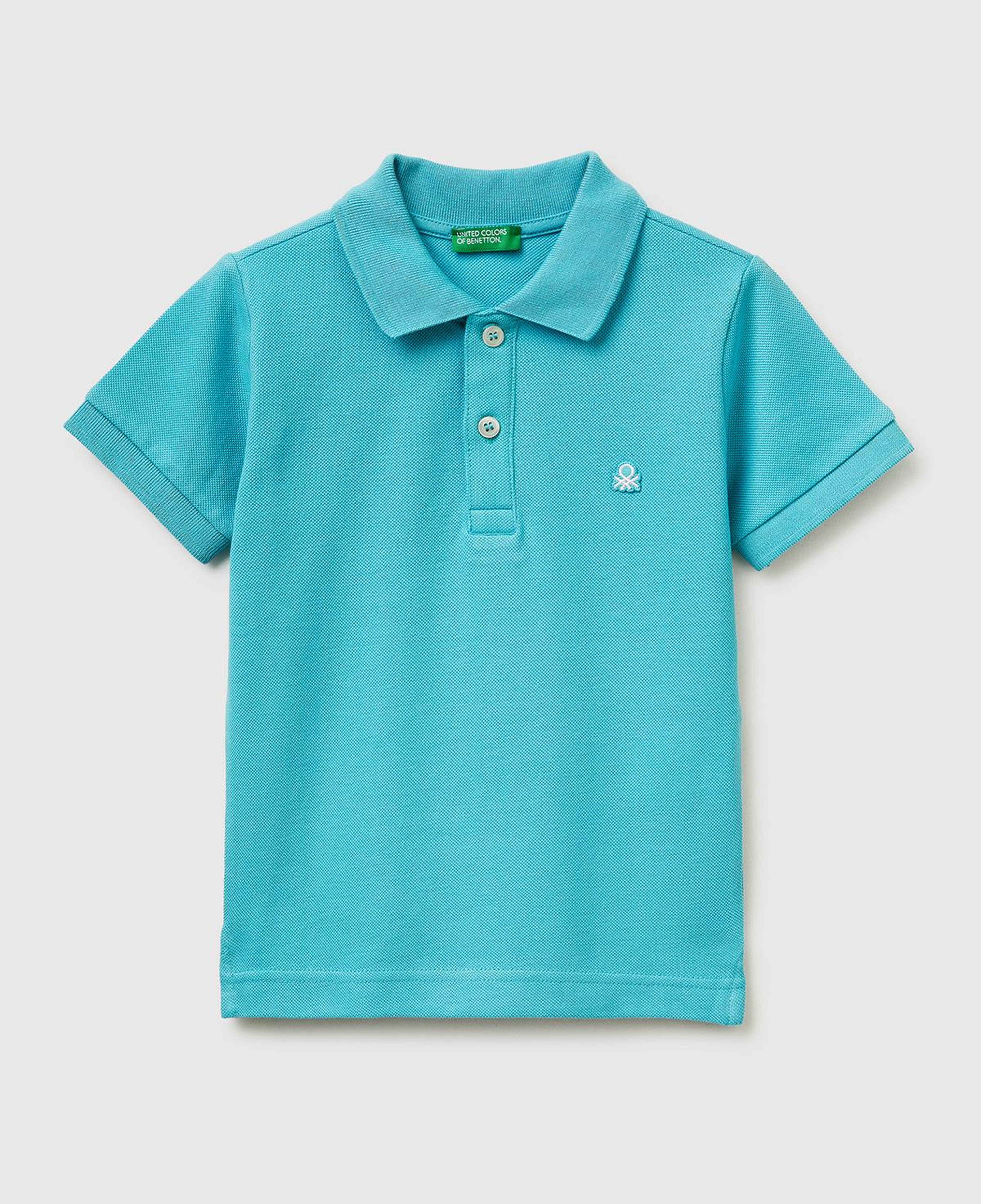 Erkek Çocuk Açık Mavi Logolu Pike Polo T-Shirt
